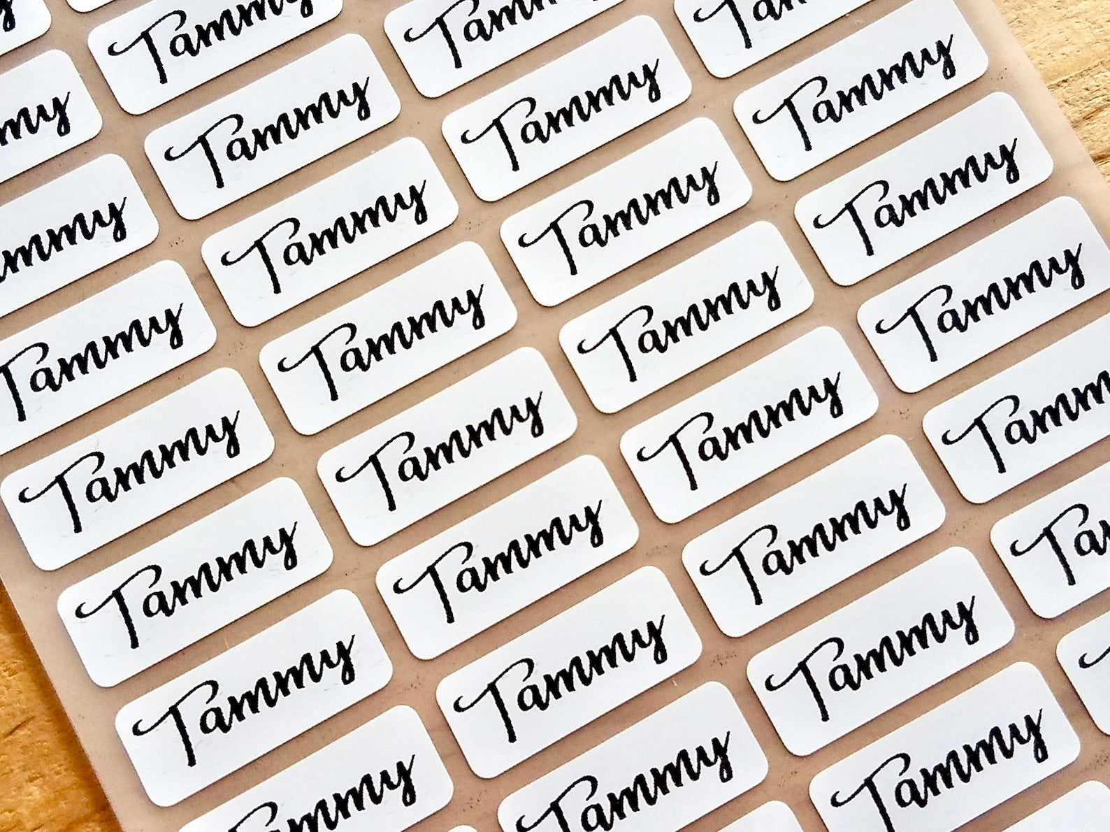 48 Small Iron-On Clothing Labels: Custom White Cloth Labels, Sew-On