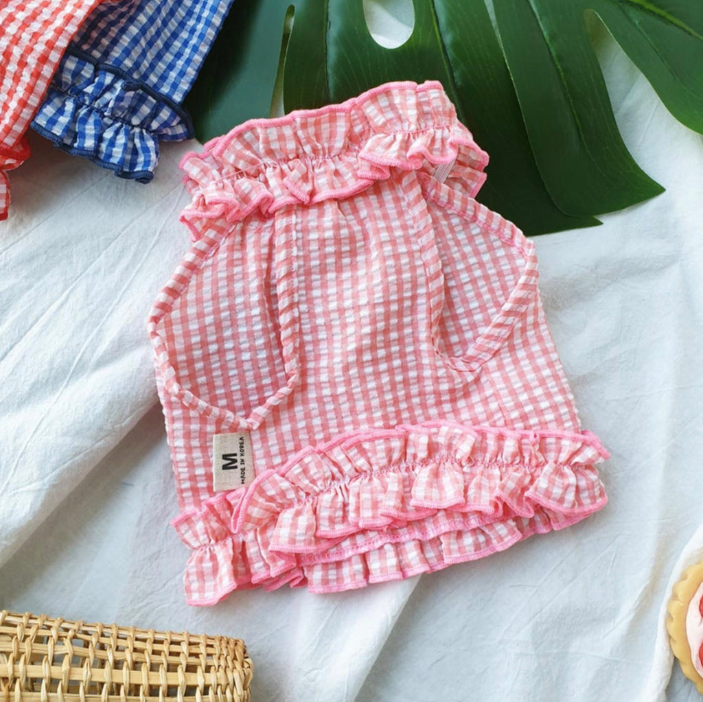 Gingham Cherry Crop Top, S-XL, Dog-Tank Top, Dog Skirt, Dog Top, Dog Clothing, Dog Fashion, Dog Apparel
