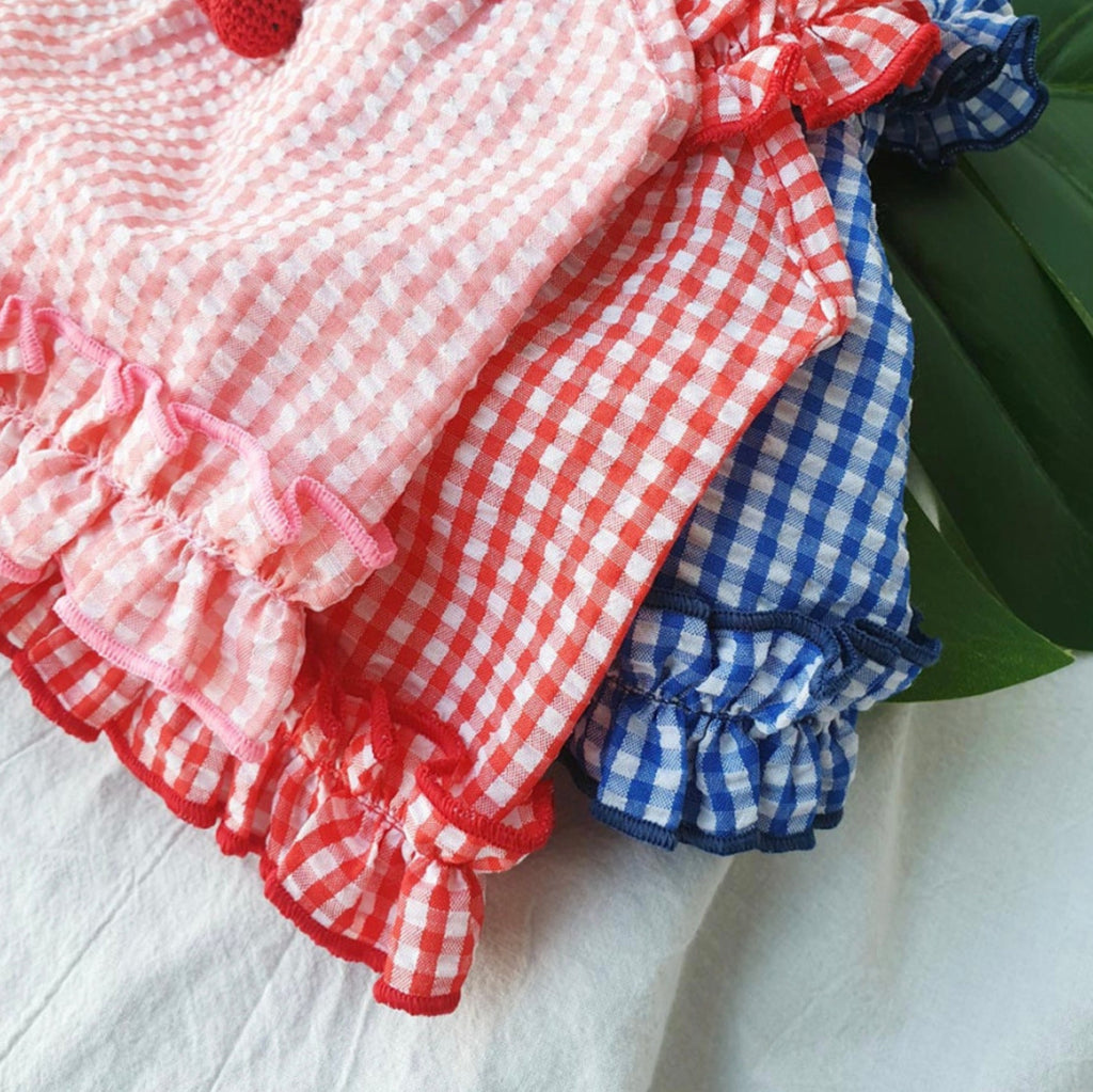 Gingham Cherry Crop Top, S-XL, Dog-Tank Top, Dog Skirt, Dog Top, Dog Clothing, Dog Fashion, Dog Apparel