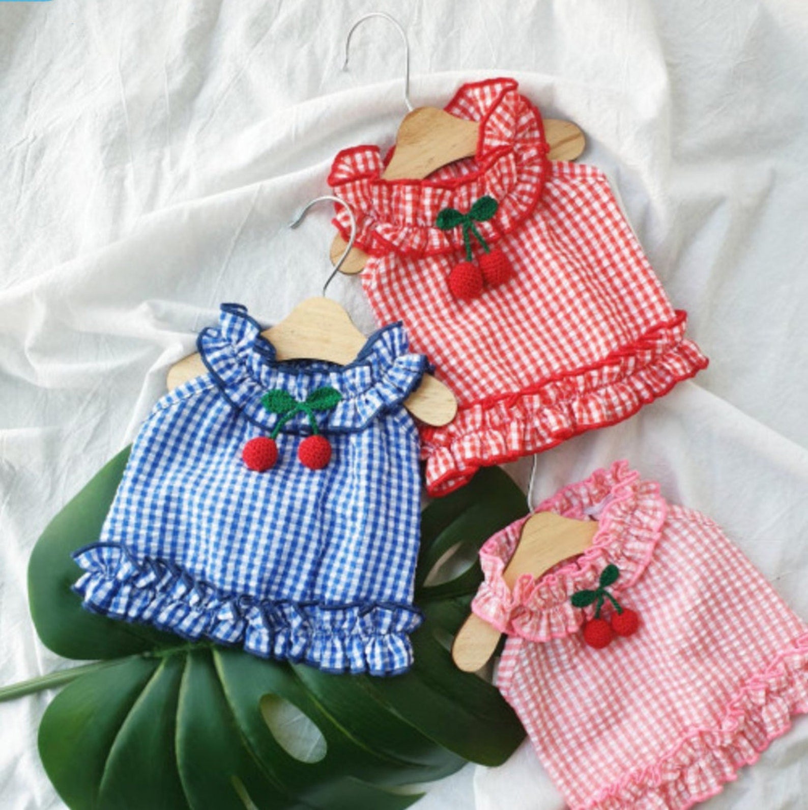 Gingham Cherry Crop Top, S-XL, Dog-Tank Top, Dog Skirt, Dog Top, Dog Clothing, Dog Fashion, Dog Apparel