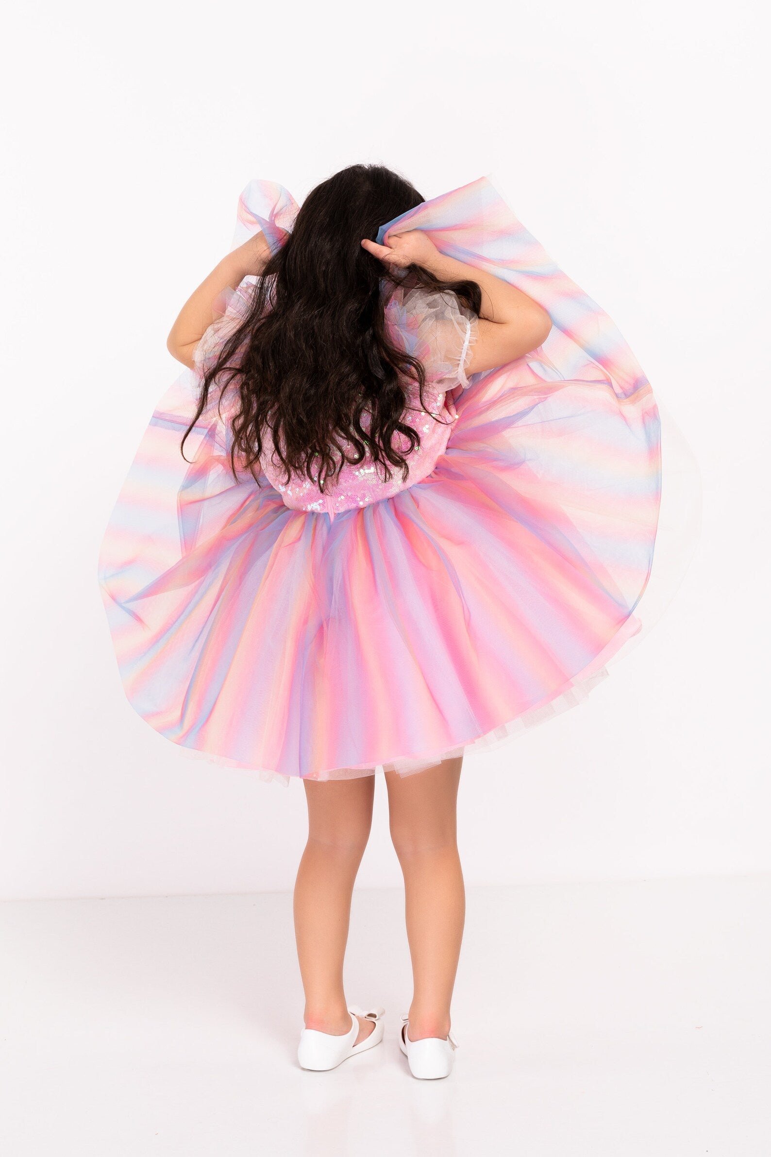 Birthday Girl Tutu Dress, Flower Birthday Girl Outfit,  Colorful Rainbow Girl Dress, Colorful Photoshoot Dress, Kids Clothing, Wedding Dress