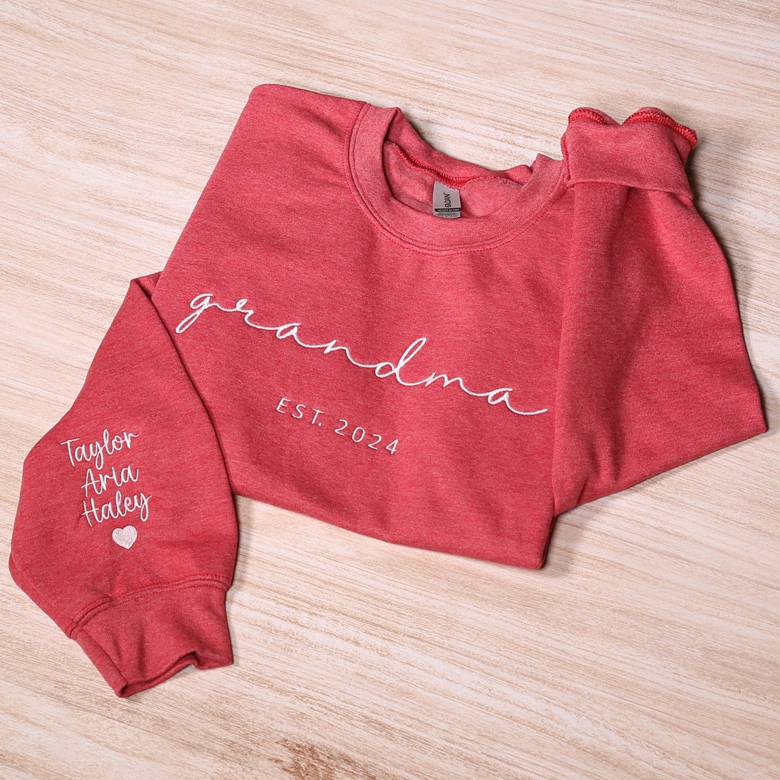 Custom Grandma Sweatshirt With Grandkids Names On Sleeve, Personalized Granny Hoodie, Gramma Outfit, Gigi Mimi Clothing, Mothers Day Gifts