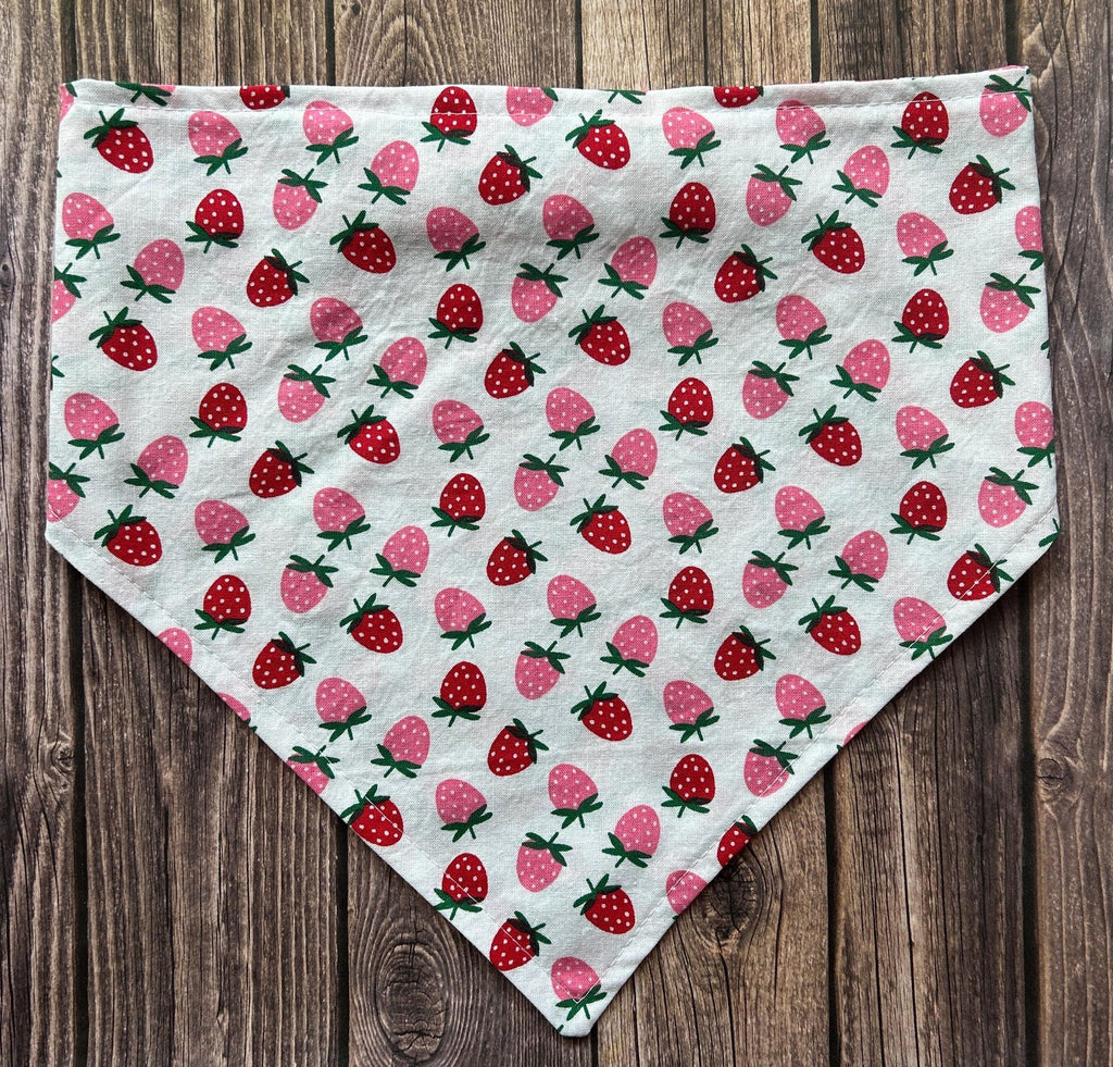 Dog Bandana, Strawberries, Elastic Pet Bandana, Scrunchie Dog Bandana, Personalized Dog Bandana, Pet Clothing