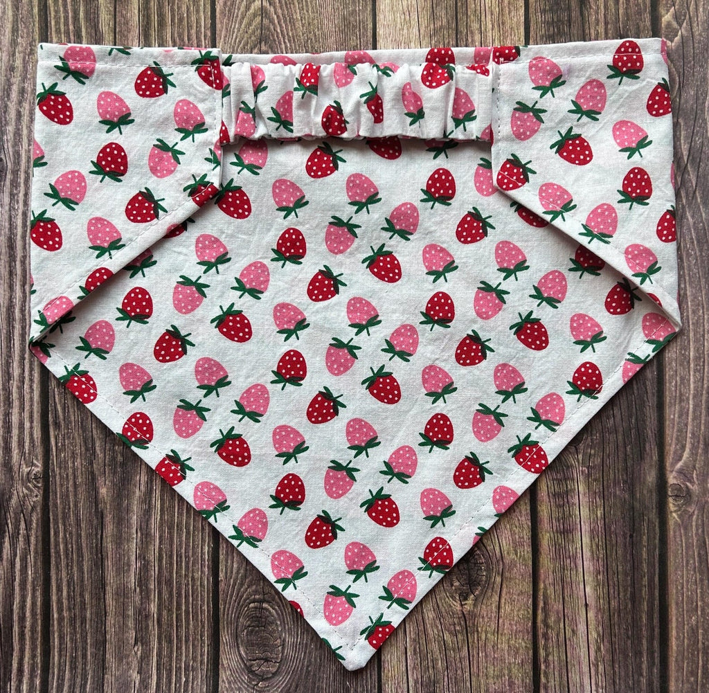 Dog Bandana, Strawberries, Elastic Pet Bandana, Scrunchie Dog Bandana, Personalized Dog Bandana, Pet Clothing