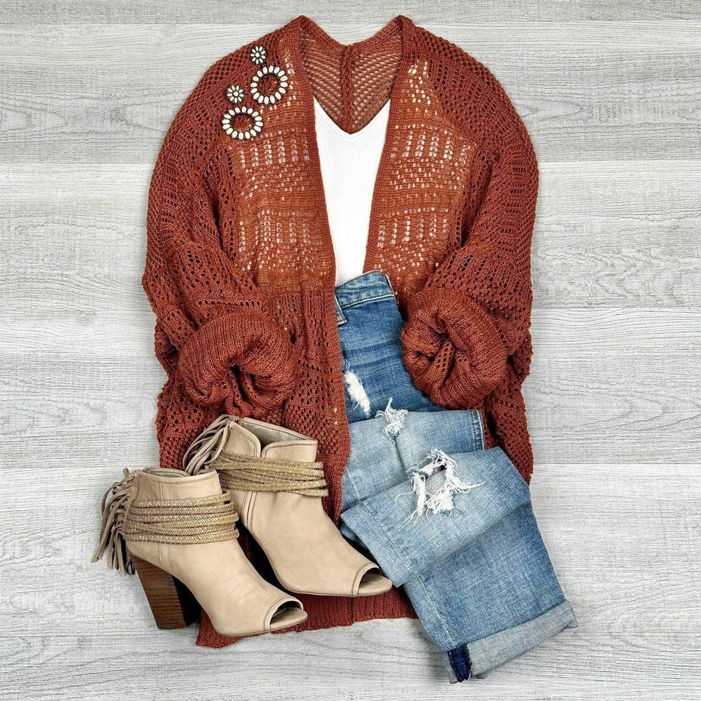 Crochet Bohemian Netted Cardigan Lightweight comfy oversize cardigan
