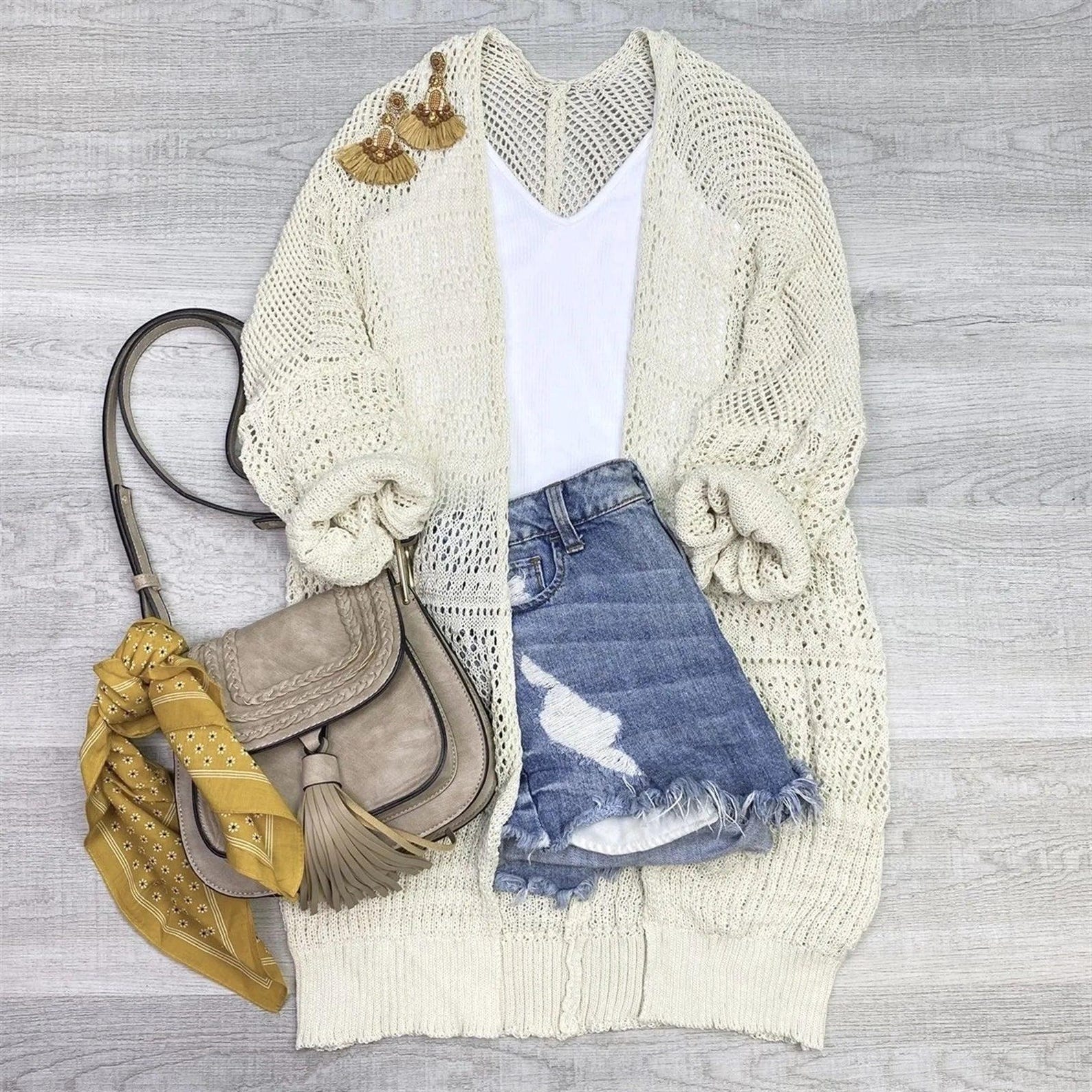 Crochet Bohemian Netted Cardigan Lightweight comfy oversize cardigan