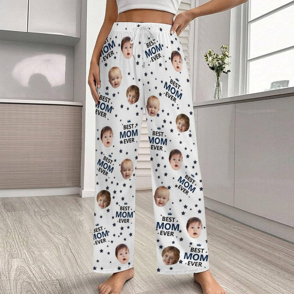 BEST DAD EVER Pajama Pants with Faces, Father's Day Gifts for Dad,Women Pajama Pants, Personalized Pajamas with Face,Custom Face Pajamas