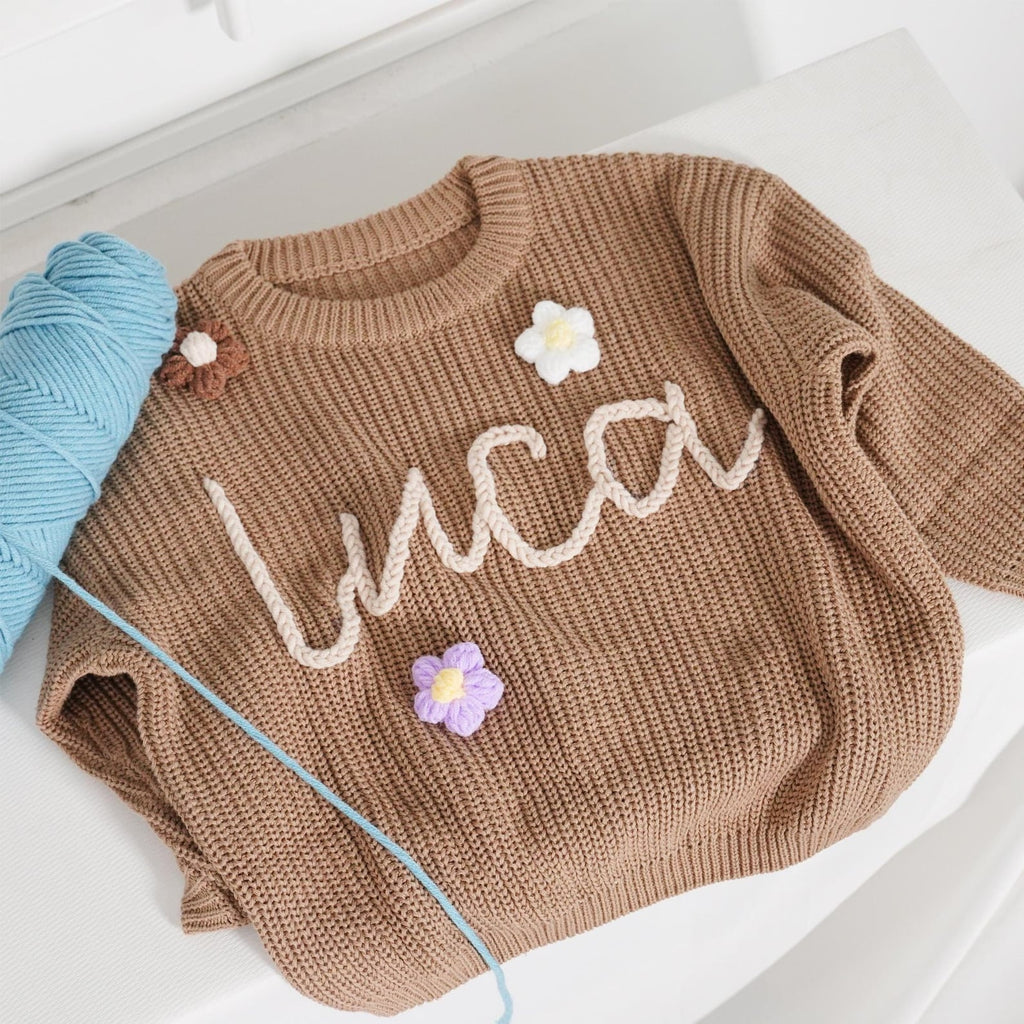 Hand Embroidery Sweaters, Custom Toddler Sweaters, Knit Sweater, Baby Jumper, Gifts for Daughters, Nursery Gifts, Baby Boy Gift, Baby Girl