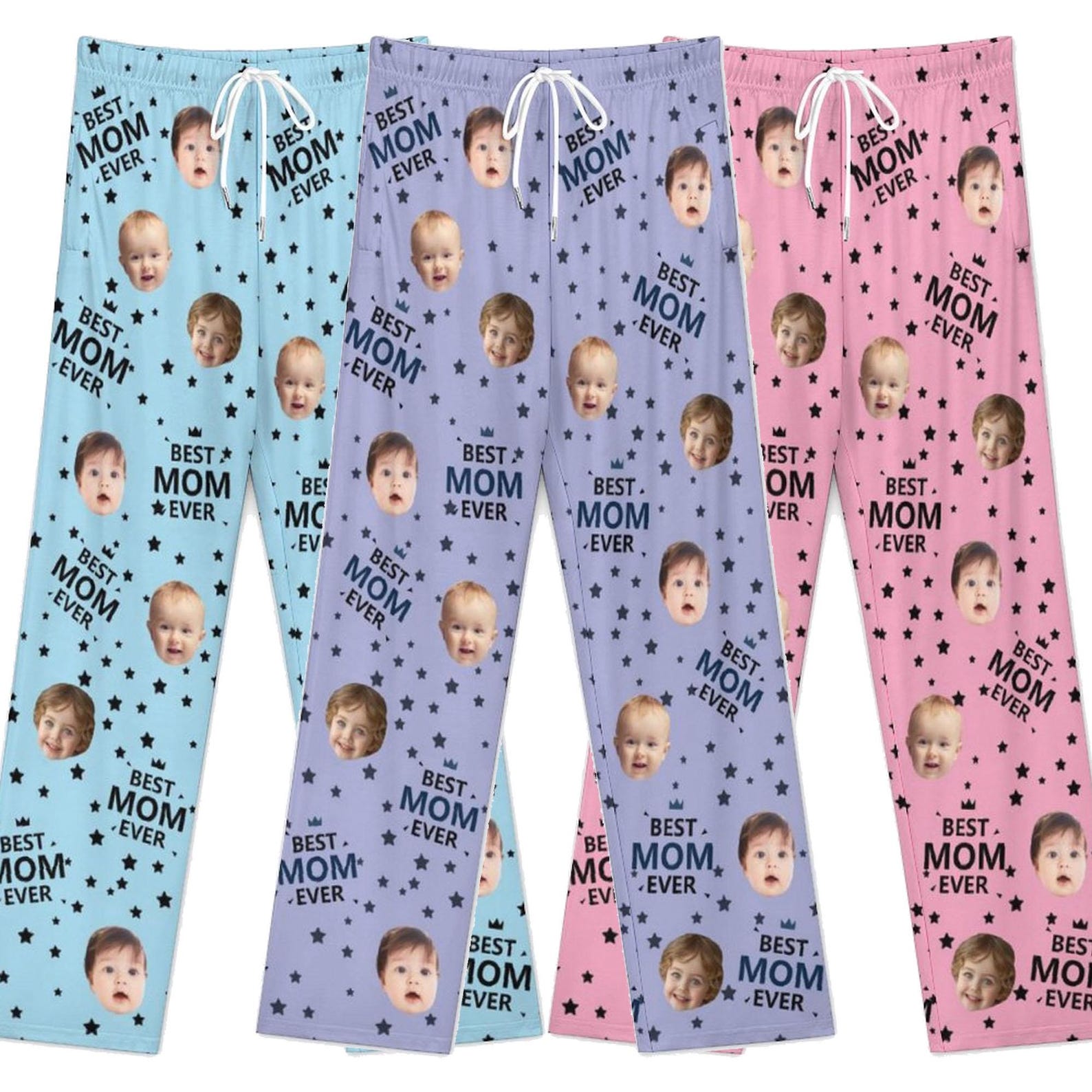 BEST DAD EVER Pajama Pants with Faces, Father's Day Gifts for Dad,Women Pajama Pants, Personalized Pajamas with Face,Custom Face Pajamas