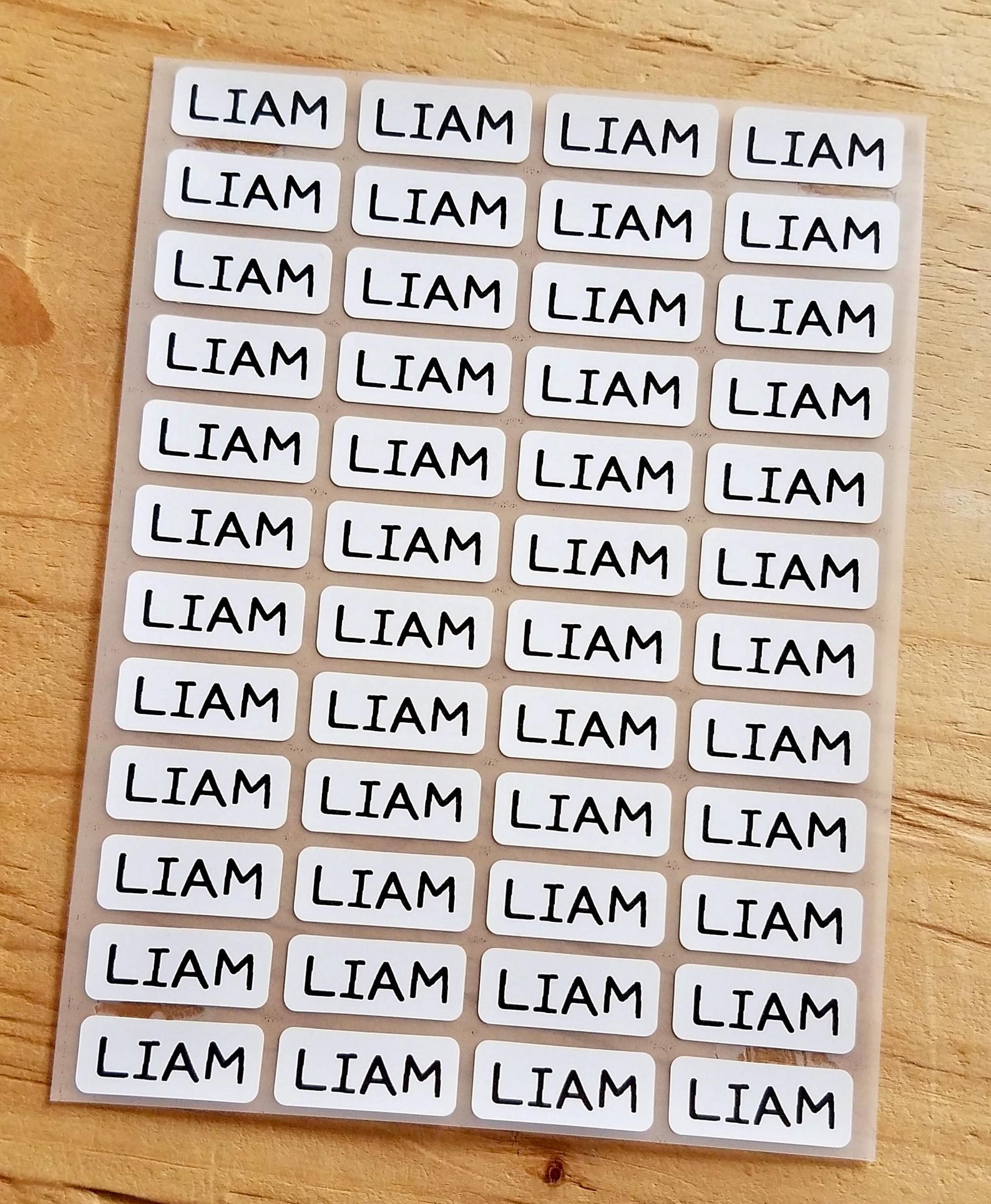 48 Small Iron-On Clothing Labels: Custom White Cloth Labels, Sew-On