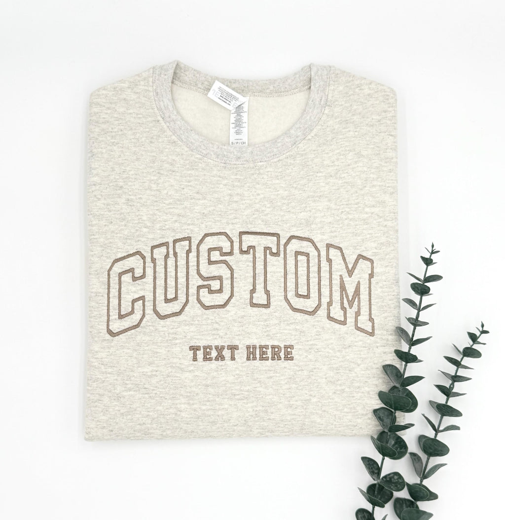Custom Embroidered College Letter Sweatshirt: Retro Oversized Pullover