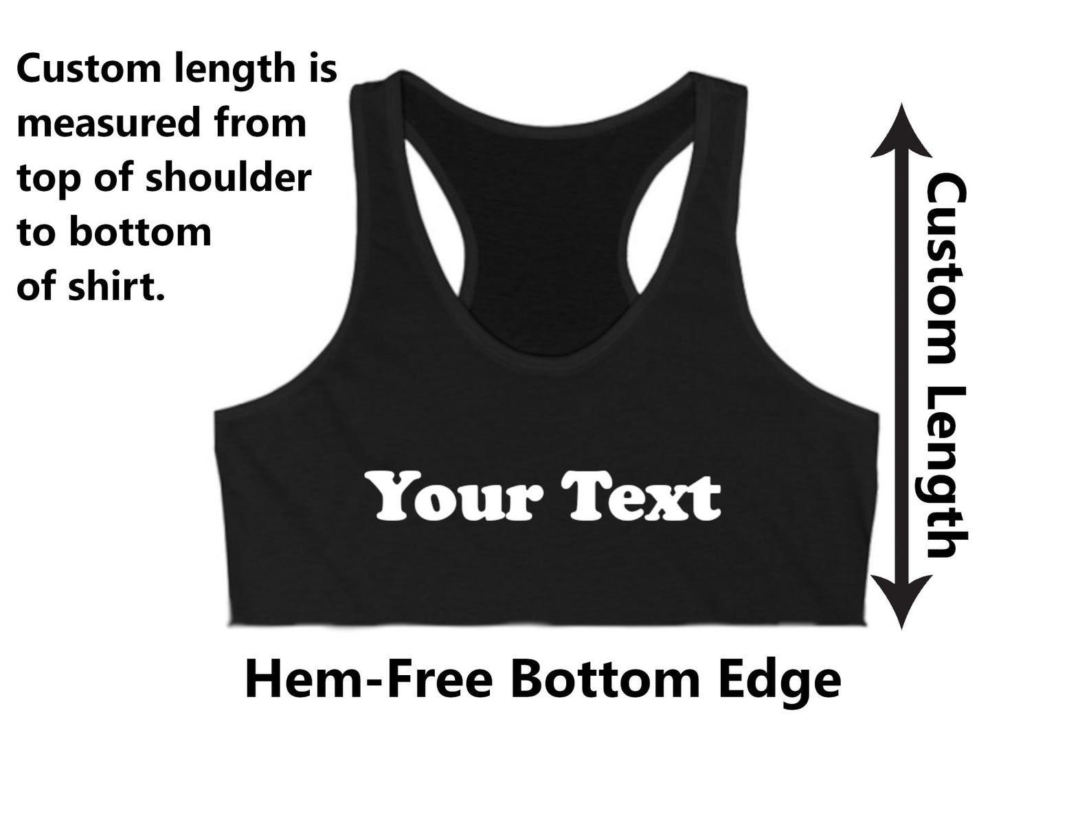 Underboob Shirt Personalized Text Custom Length Cutoff Crop Top Lingerie