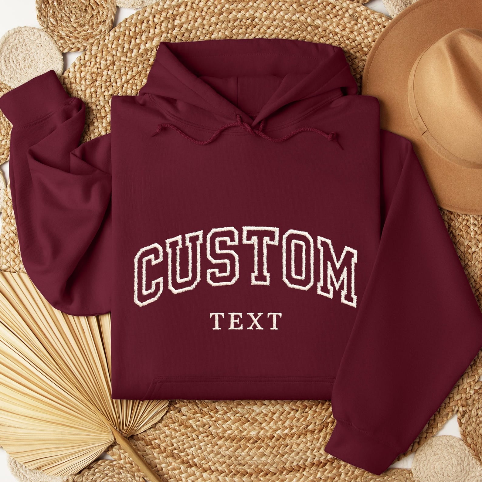 Custom Text Embroidery Hoodie, Custom Saying Clothing, Personalized Text Sweatshirt, Custom Embroidered Varsity Hoodie, Custom Text Apparel
