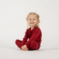 Merino Wool Kids Loungewear Set Matching Merino Set for Girl Boy Unisex Toddler Two Piece Set Natural Clothing 250 gsm Royal Cherry Red