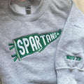Custom Embroidered College Pennant Sweatshirt - Personalized Team Apparel - Senior Class Gift - University High School Flag Name Sweater