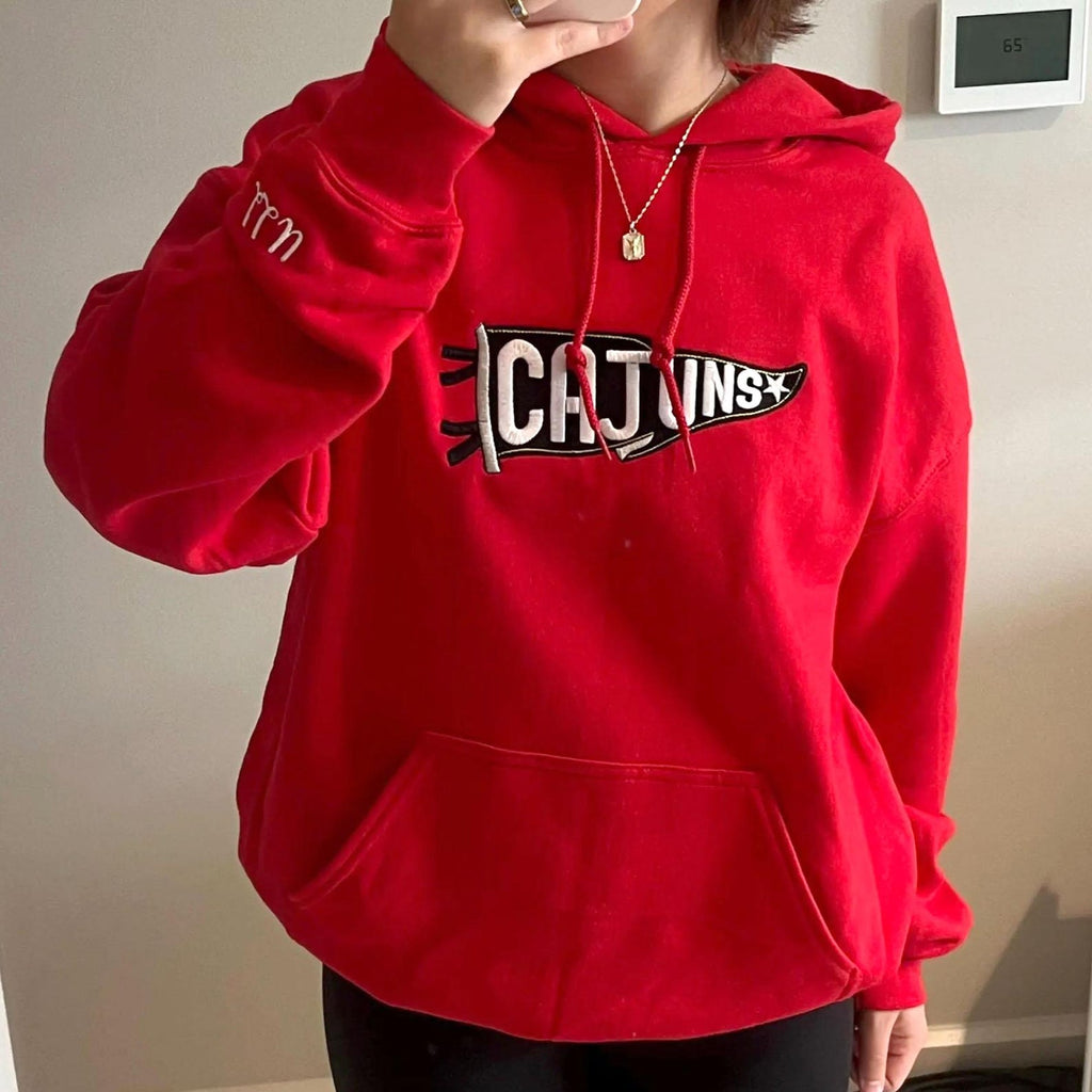 Custom Embroidered College Pennant Sweatshirt - Personalized Team Apparel - Senior Class Gift - University High School Flag Name Sweater