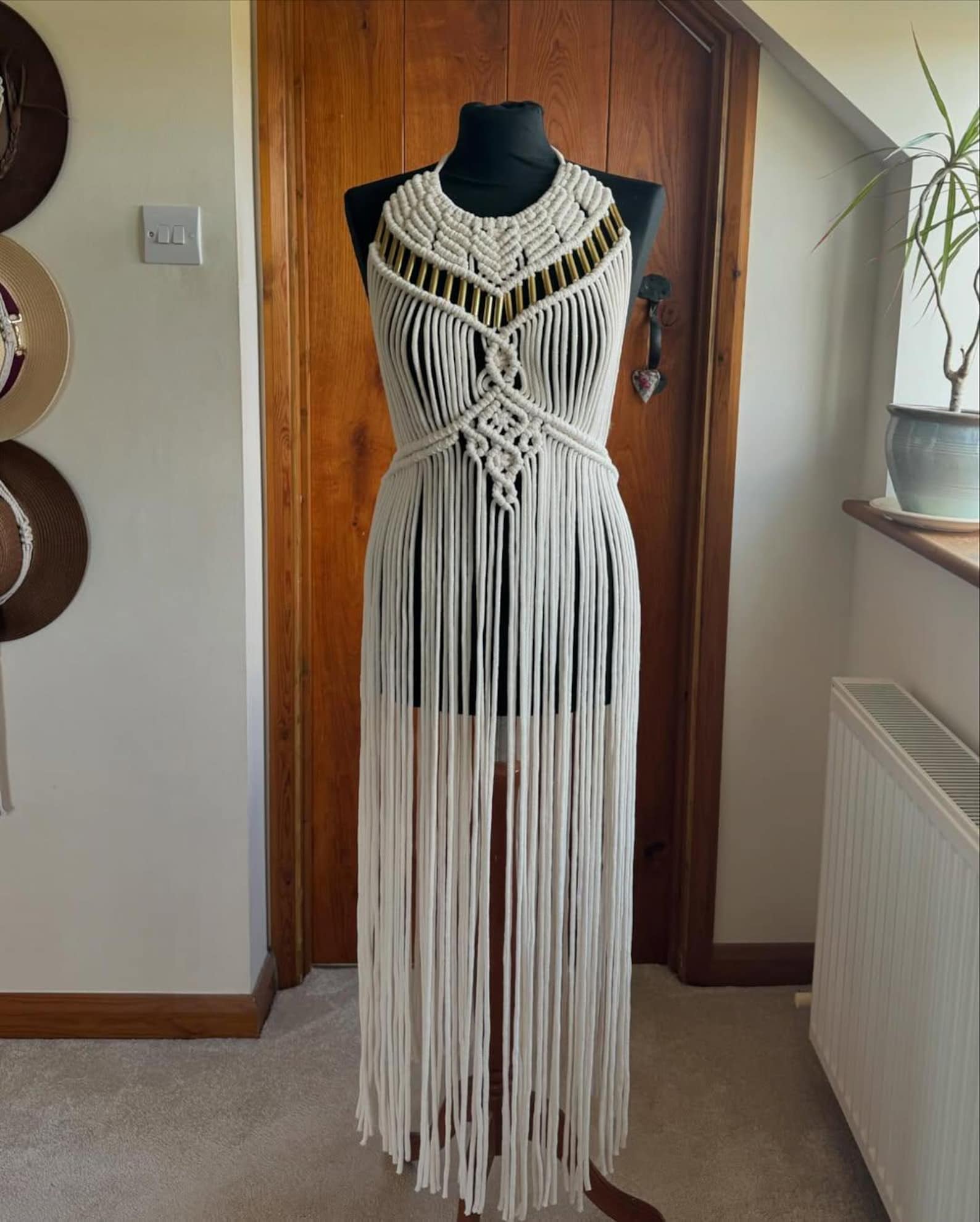 Handmade Macrame Boho Dress: Knotted Beach Party Outfit