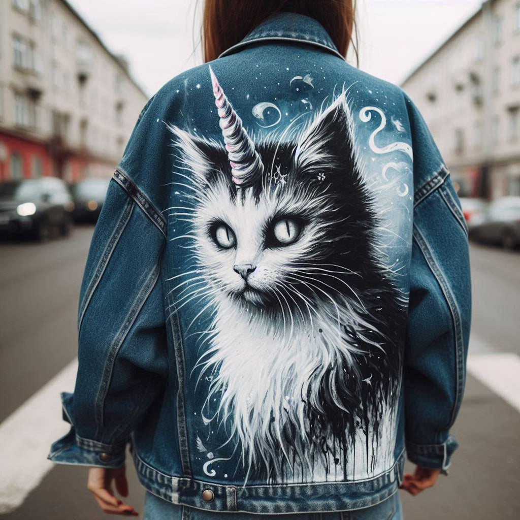 Hand-Painted Denim Jacket with Peonies: Custom Floral Jean Jacket, Unique Artistic Painted Clothing