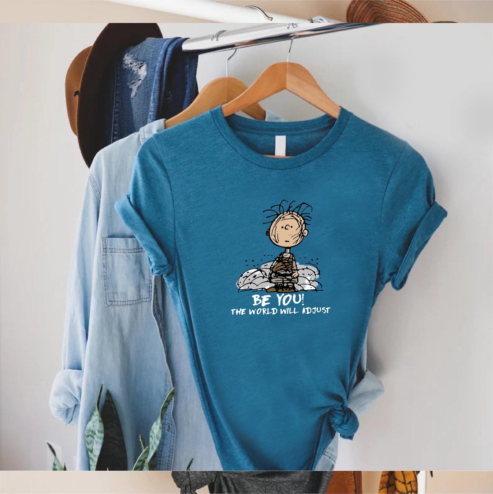 Be You The World Will Adjust Shirt, Inspirational Quote Tee, Black Unisex T Shirt, Positive Self Love Top, Motivational Gift for Women Men