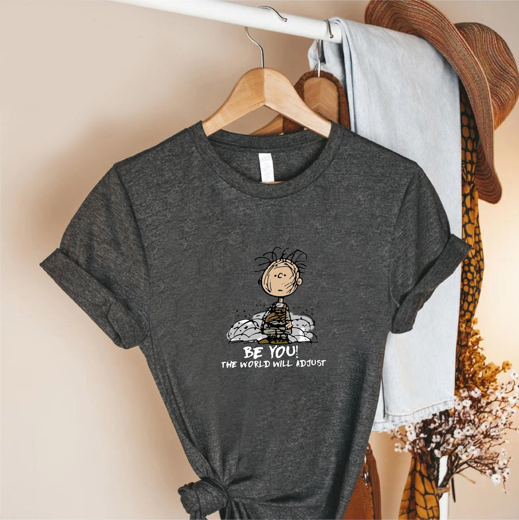 Be You The World Will Adjust Shirt, Inspirational Quote Tee, Black Unisex T Shirt, Positive Self Love Top, Motivational Gift for Women Men