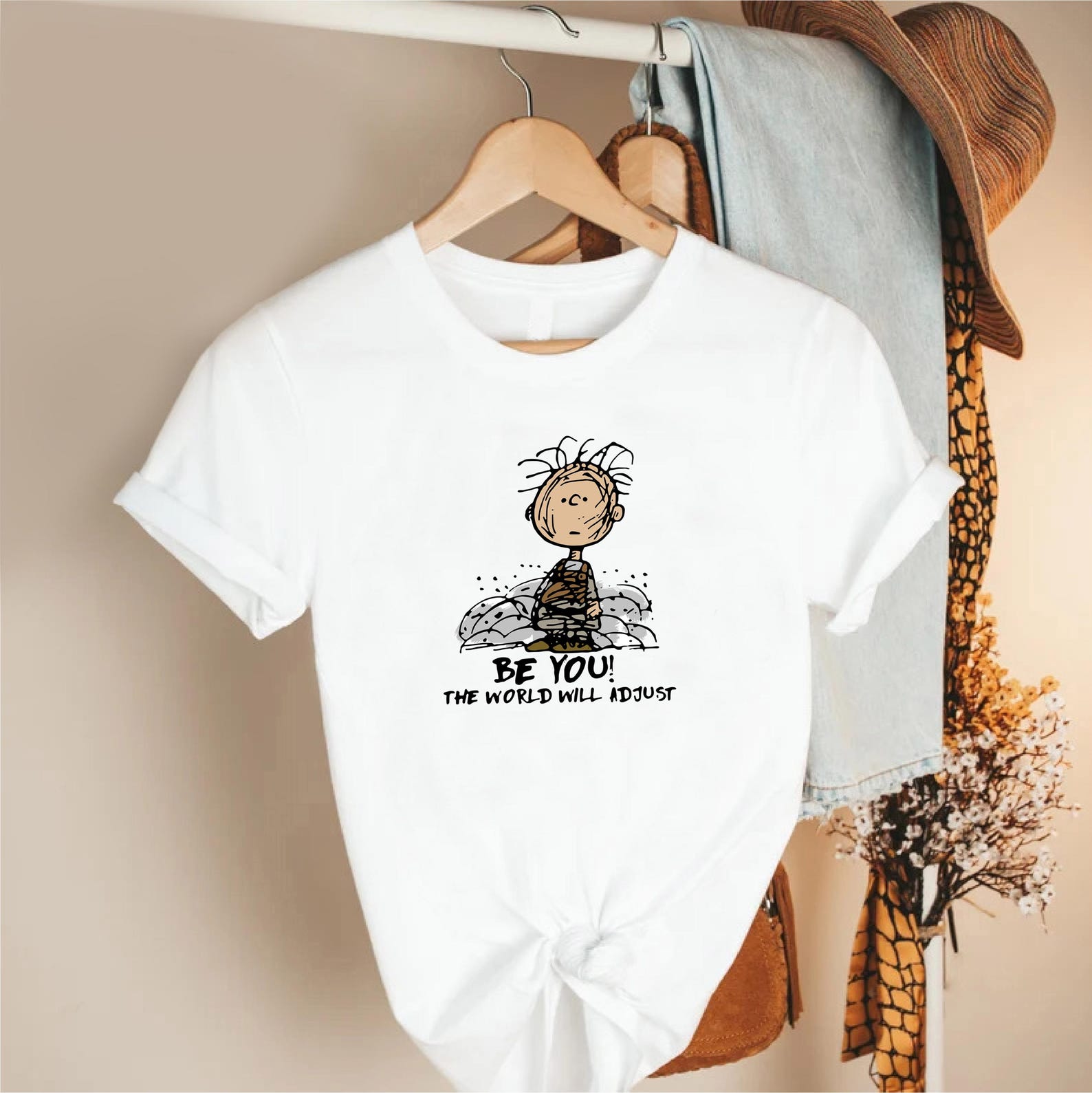 Be You The World Will Adjust Shirt, Inspirational Quote Tee, Black Unisex T Shirt, Positive Self Love Top, Motivational Gift for Women Men