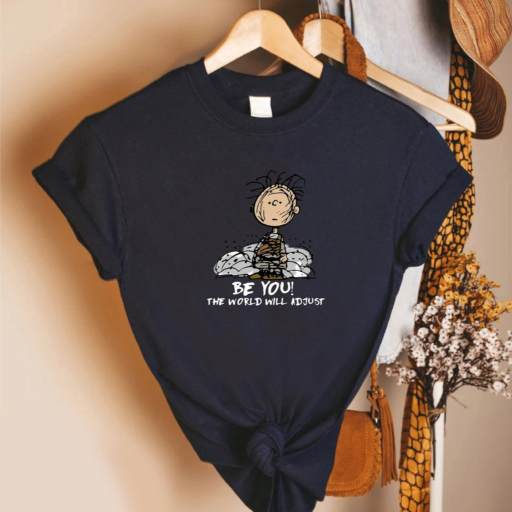 Be You The World Will Adjust Shirt, Inspirational Quote Tee, Black Unisex T Shirt, Positive Self Love Top, Motivational Gift for Women Men