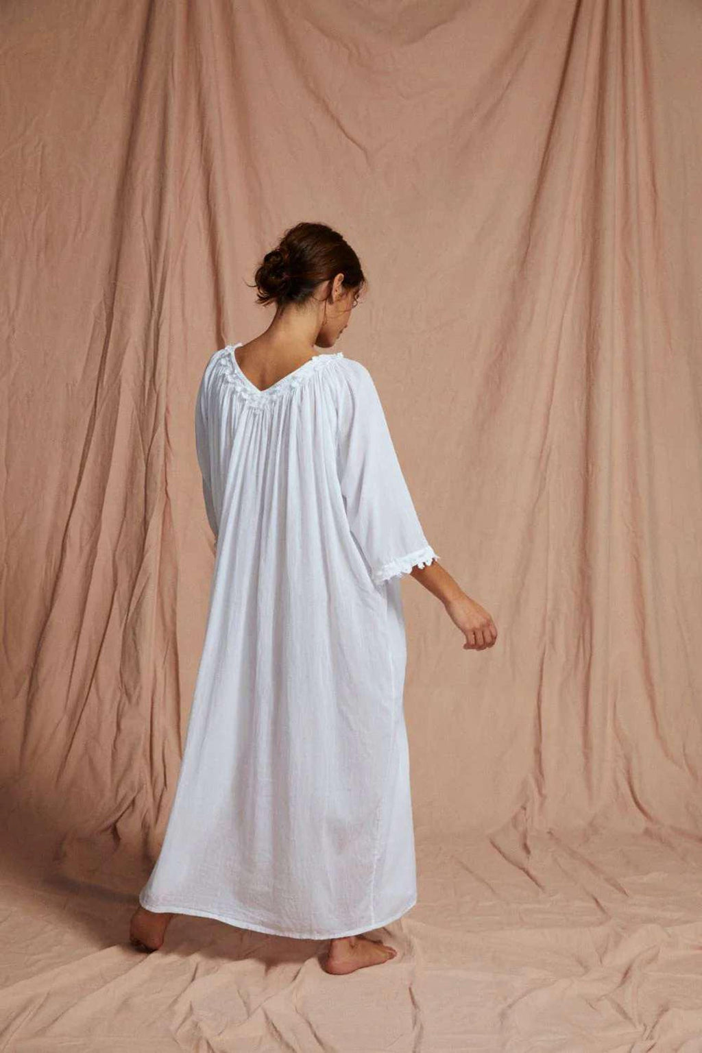Pure cotton women wear Victorian style nightgown Sleepwear feminine white nightdress long sleeve nightie