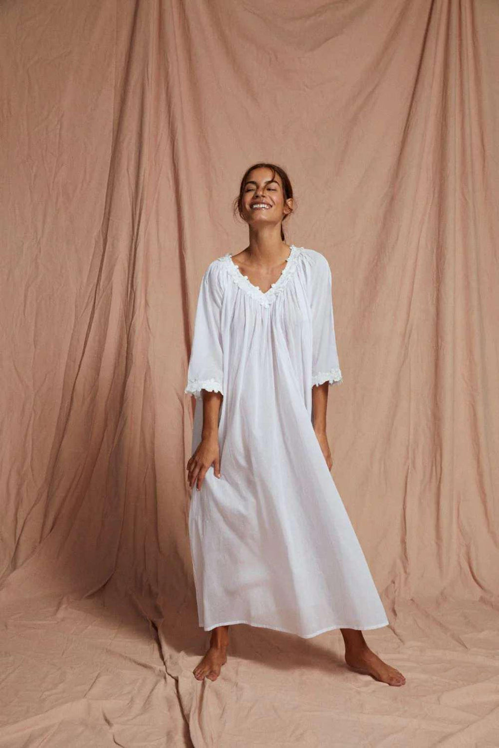 Pure cotton women wear Victorian style nightgown Sleepwear feminine white nightdress long sleeve nightie