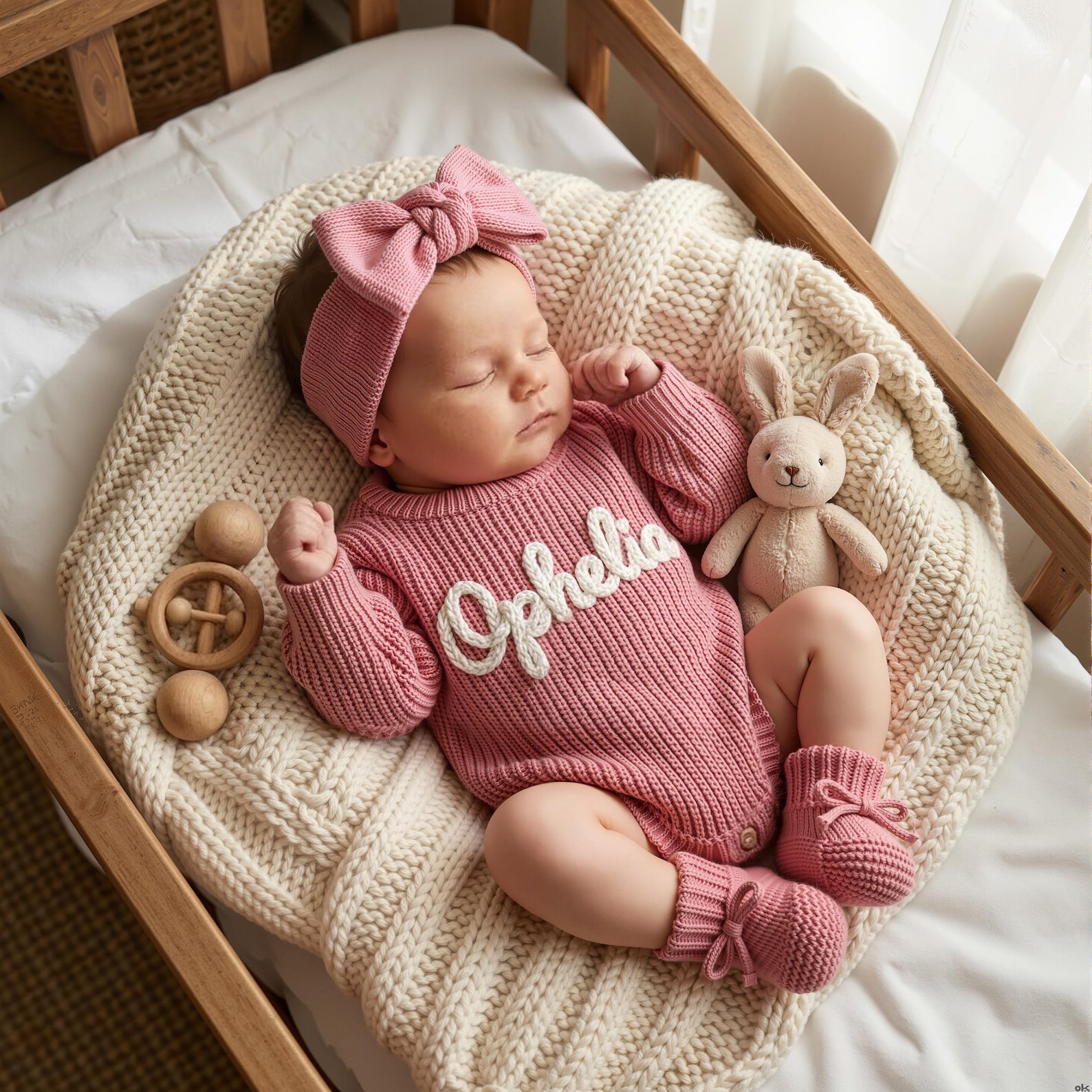Hand Embroidered Name Baby Romper Set,Personalized Outfit, Baby Boy Romper, Coming Home, Organic Cotton Knit,Gender Neutral