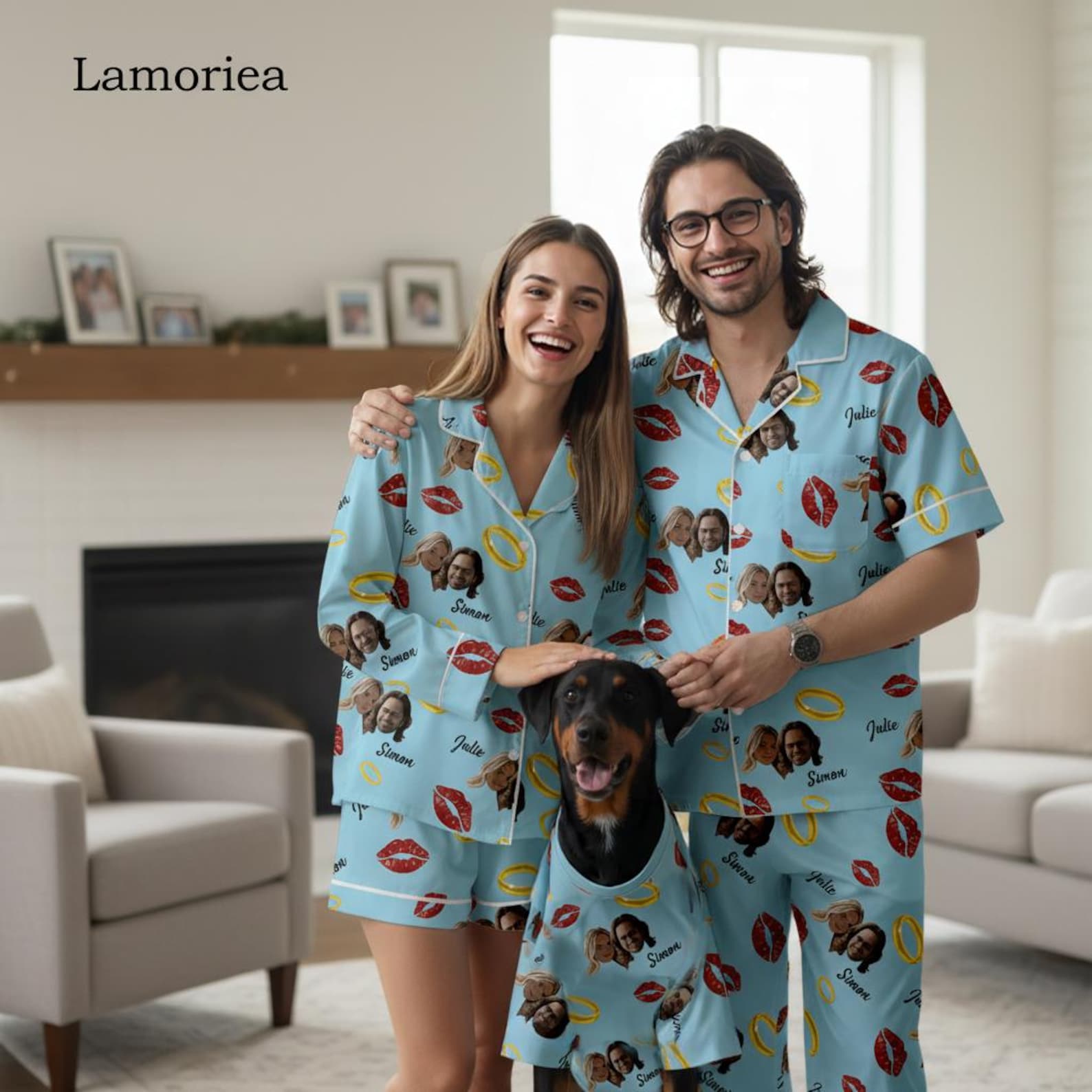 Personalized Family Pajamas, Dog Portrait, Pet Lover Gift, Pajamas Women, Pet Photo Pajamas, Memorial Gift, Gift for Her, Gift for Him