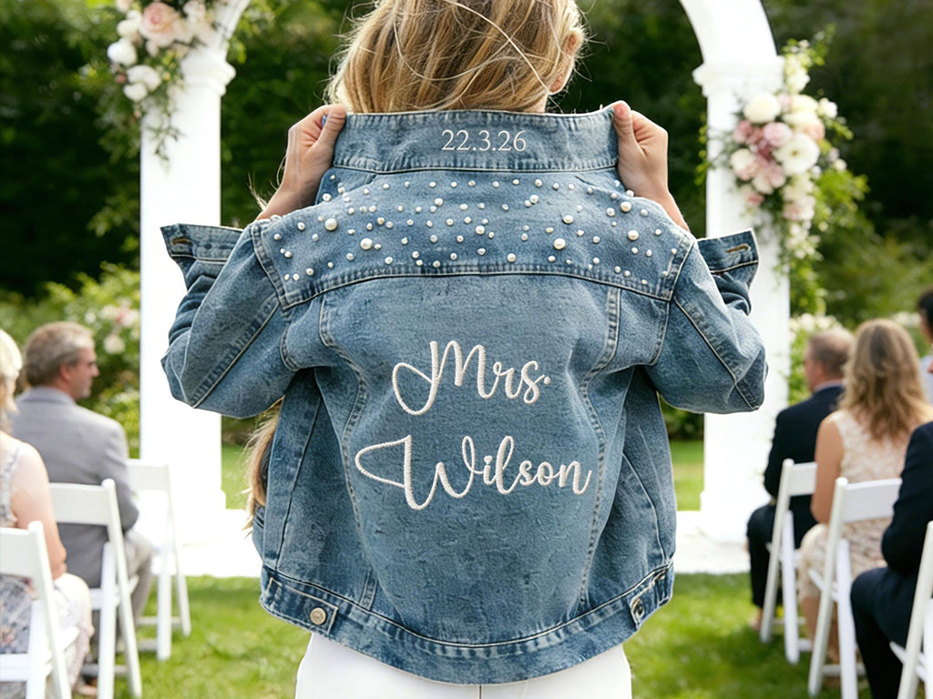 Embroidered Bride Denim Jacket, Bride Jean Jacket, Future Mrs Jacket, Custom Personalized Jacket, Wedding Jean Jacket, Wedding Gift, Bride