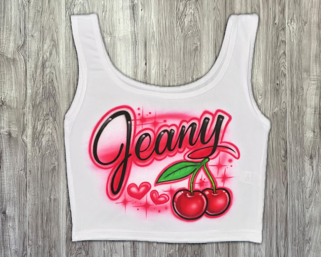 Custom Airbrush Summer Tank Top, Personalized Apparel Neon Cherries