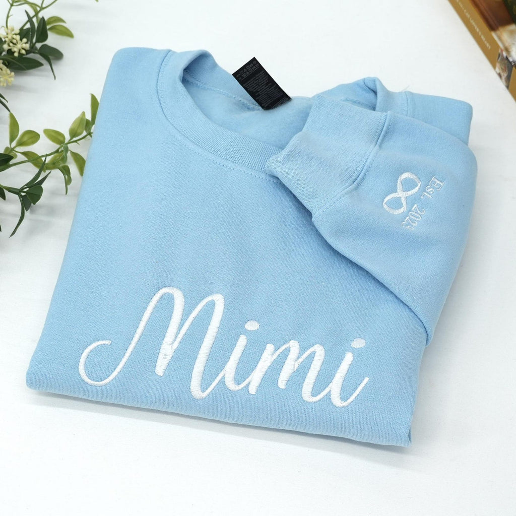 Sweatshirts Embroidery Custom - Personalized Your Text Logo Sweatshirt - Minimalist Anniversary Birthday Wedding Couple Gift