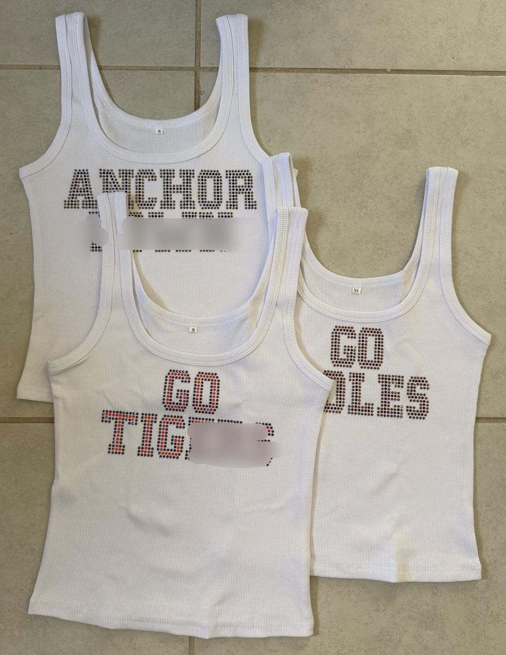 Custom College rhinestone shirt tank top| college bed party