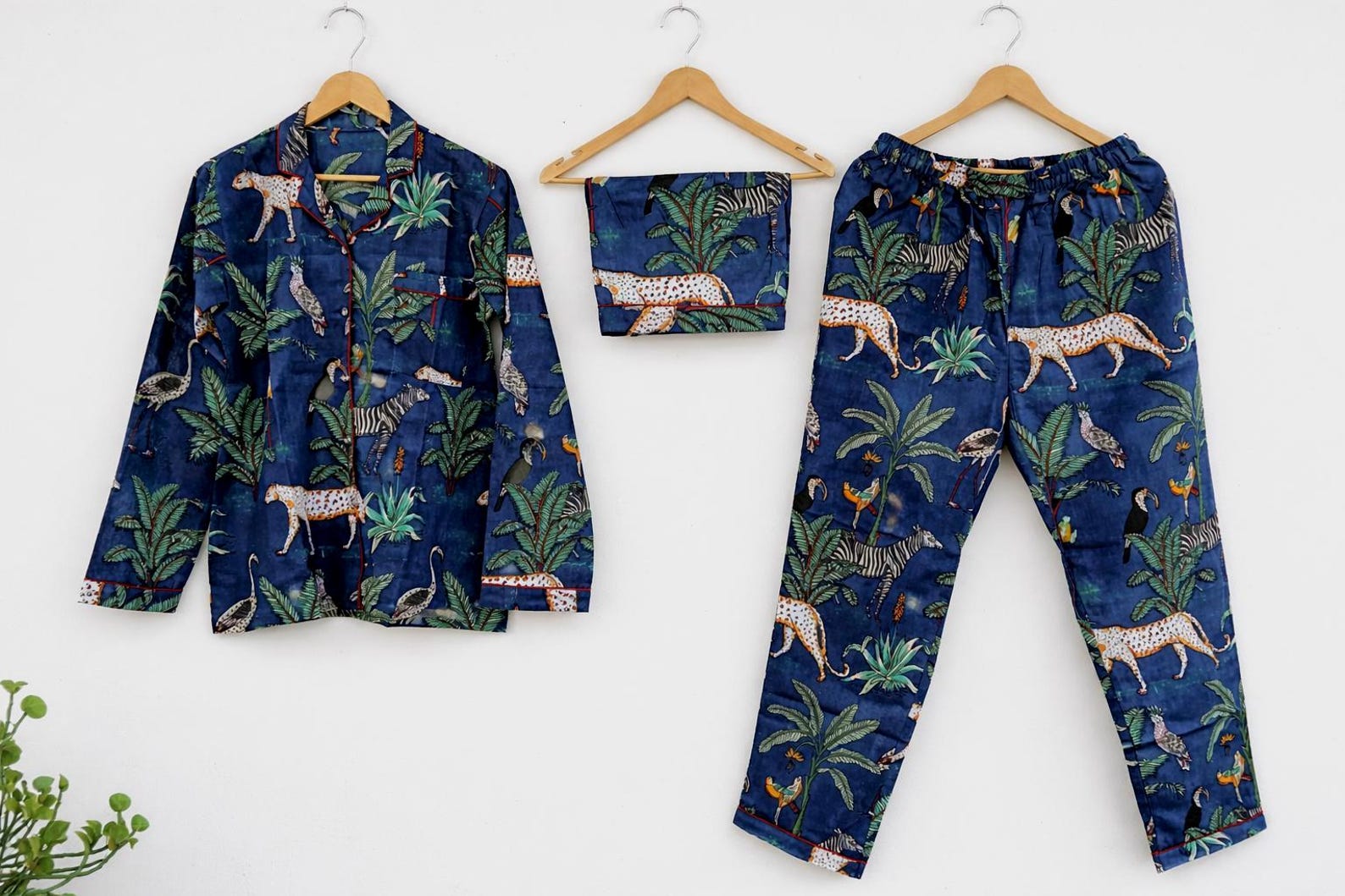 Hand Block Print Cotton Pajama Set: Indian Floral Nightwear