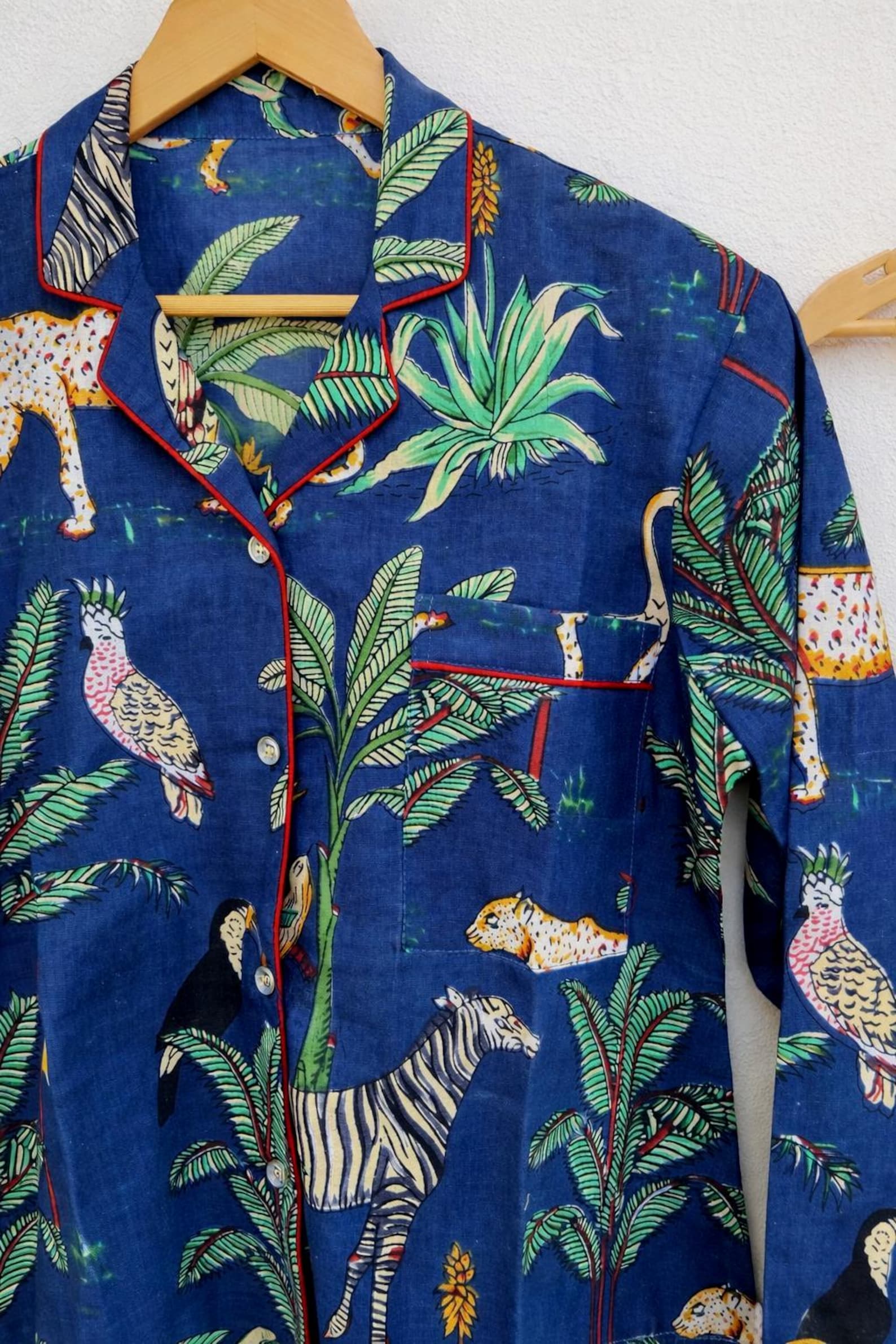 Hand Block Print Cotton Pajama Set: Indian Floral Nightwear