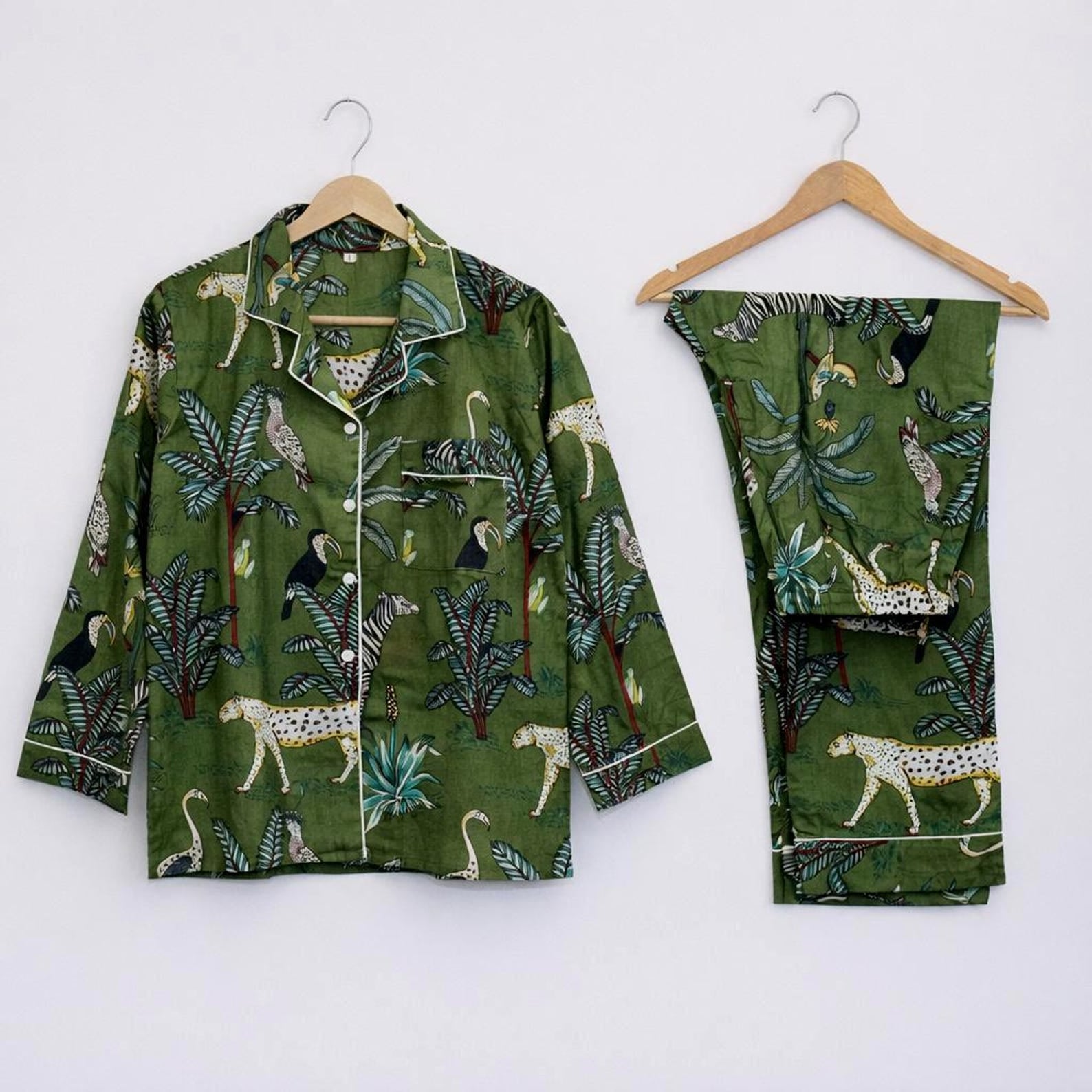 Hand Block Print Cotton Pajama Set: Indian Floral Nightwear