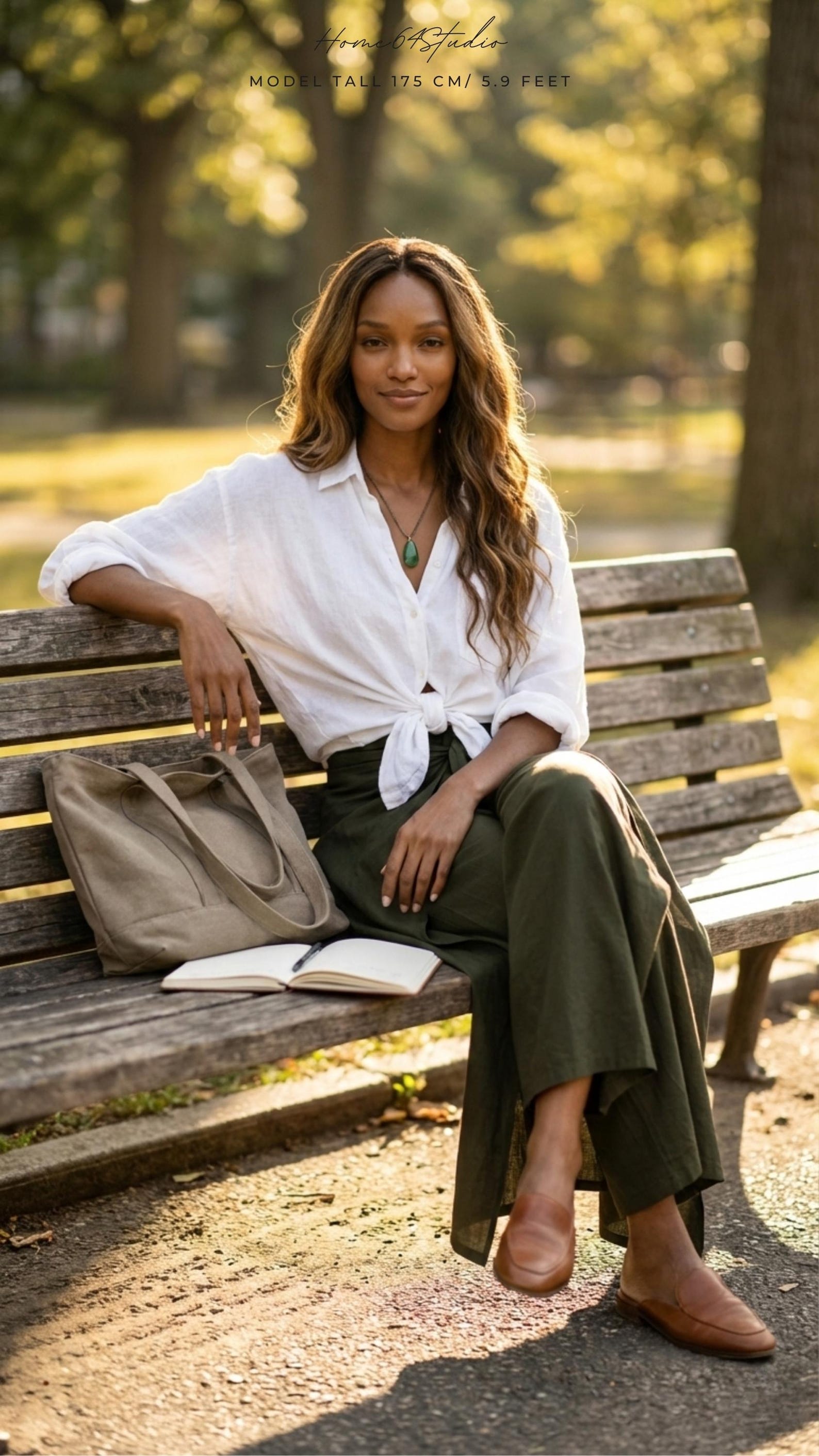 Plain Army Green Palazzo Pants: Breathable Boho Fit for Holidays