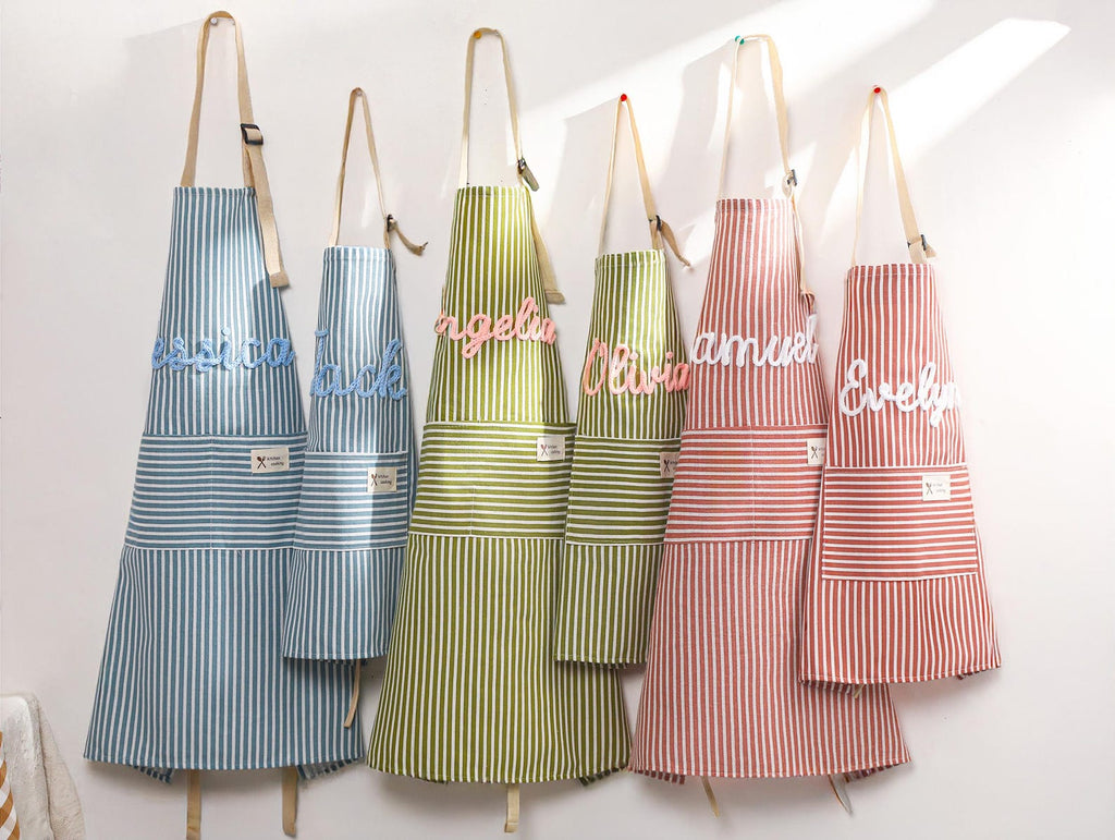 Custom Striped Cooking Apron with Pocket,Name Kitchen Apron,Gift for Cooking