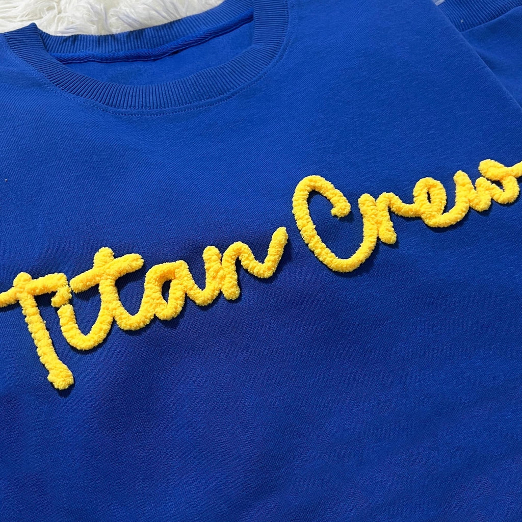 Custom Chenille Lettering Team Name Sweatshirt, Embossed Mascot Sweatshirt, Custom School Sweatshirt, Gift Idea, 3D Chenille Embroidery