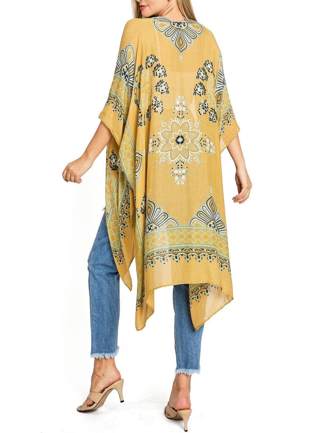 Women's Viscose Boho Festival Paisly Printed Shawl Kimono