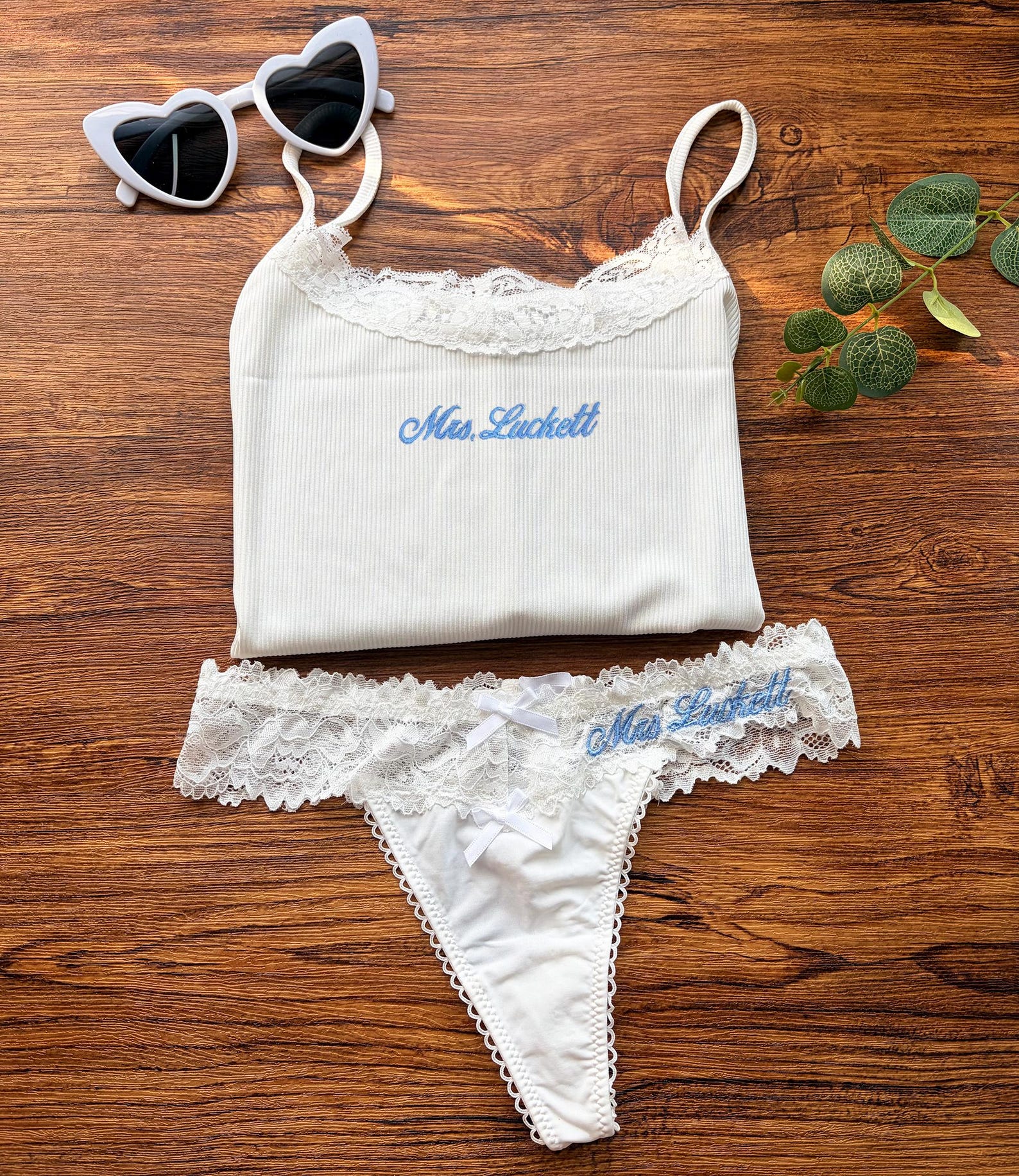 Personalized Bride Lingerie Set Bridal Shower Gift Box Pajamas set with Embroidere Custom Underwear Set SXQ1604