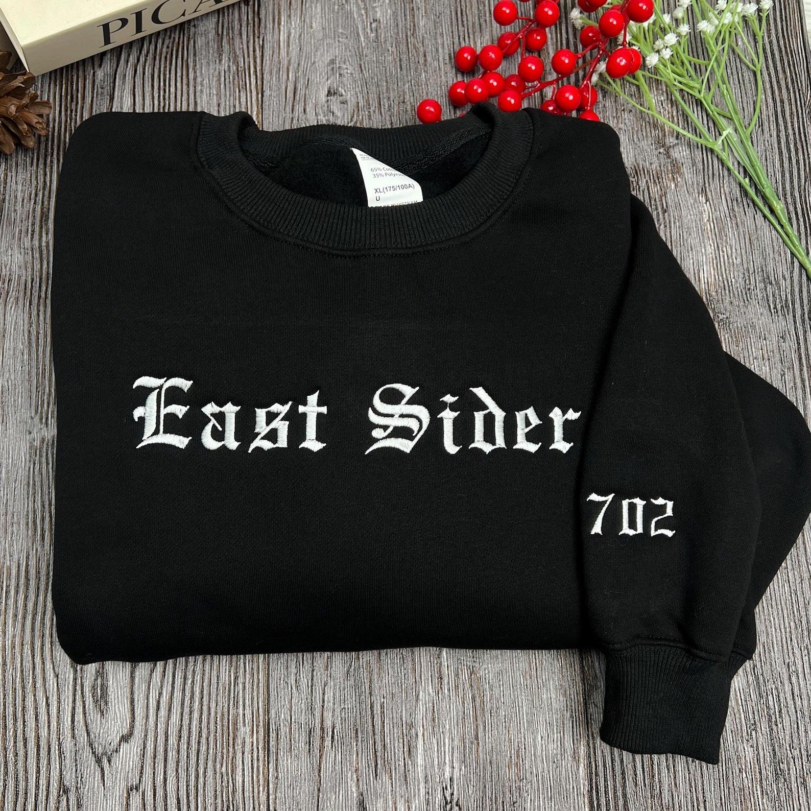 Custom Old English Embroidered T-shirt, Personalized Gothic Text Tee, Black on Black Streetwear Top, Edgy Custom Slogan Shirt