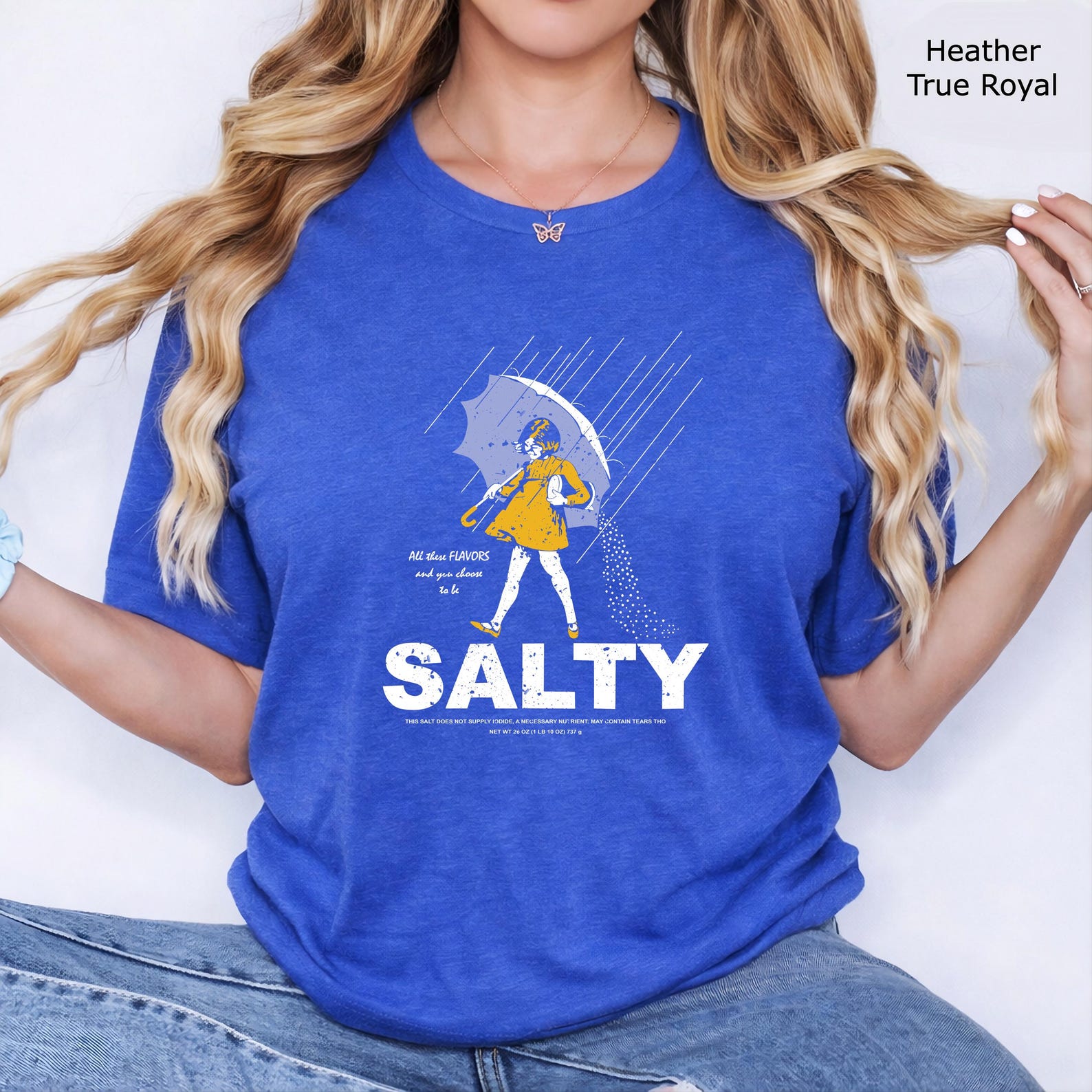 Funny Salty Girl Shirt | Women Graphic Tee Vintage Style Soft Cotton T-Shirt | Gift for Her | V Neck & Crew Neck