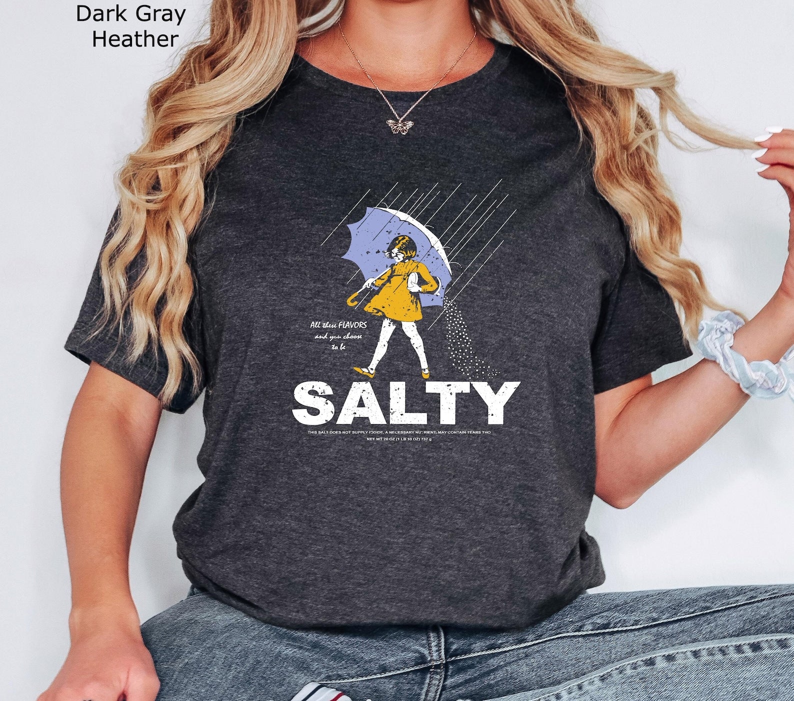 Funny Salty Girl Shirt | Women Graphic Tee Vintage Style Soft Cotton T-Shirt | Gift for Her | V Neck & Crew Neck