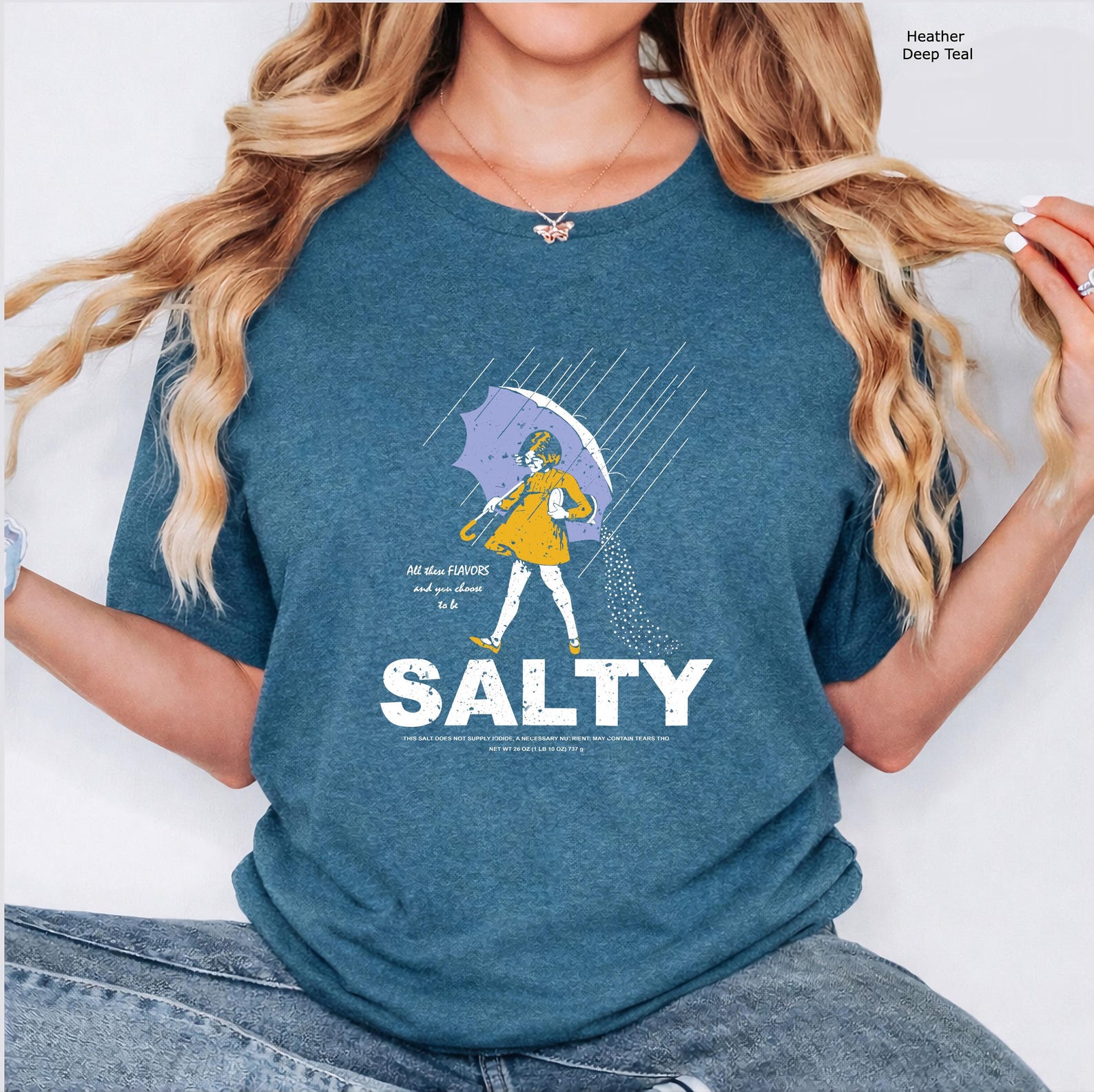 Funny Salty Girl Shirt | Women Graphic Tee Vintage Style Soft Cotton T-Shirt | Gift for Her | V Neck & Crew Neck
