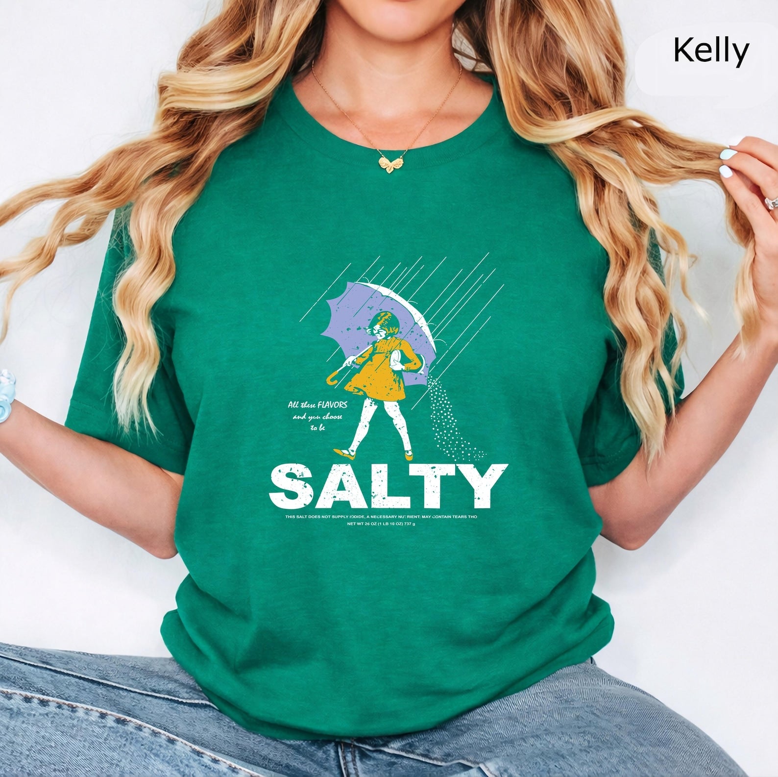 Funny Salty Girl Shirt | Women Graphic Tee Vintage Style Soft Cotton T-Shirt | Gift for Her | V Neck & Crew Neck