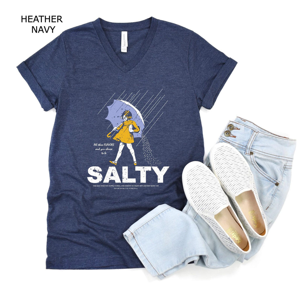 Funny Salty Girl Shirt | Women Graphic Tee Vintage Style Soft Cotton T-Shirt | Gift for Her | V Neck & Crew Neck