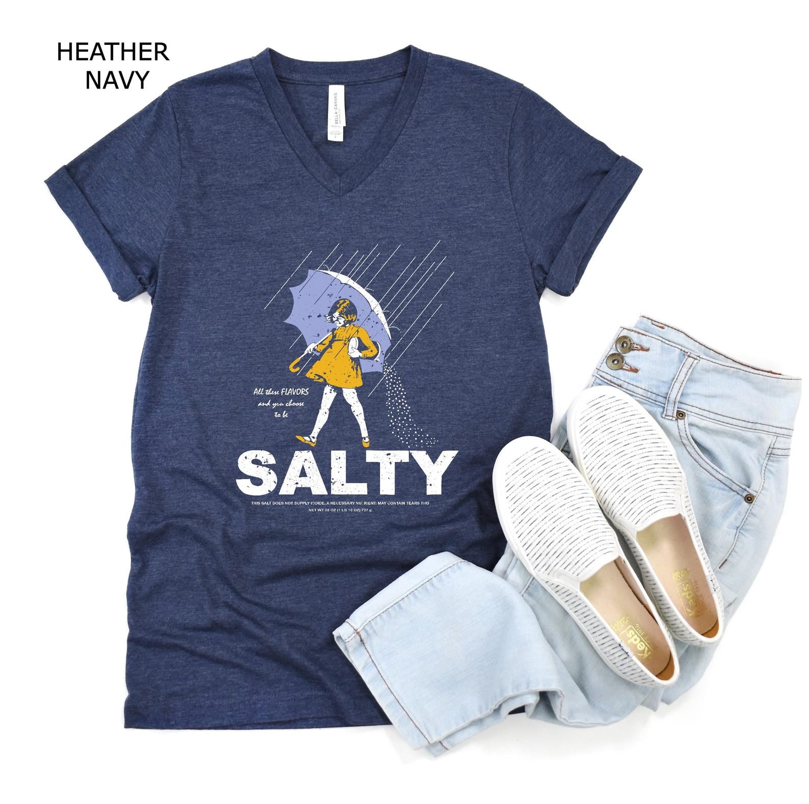 Funny Salty Girl Shirt | Women Graphic Tee Vintage Style Soft Cotton T-Shirt | Gift for Her | V Neck & Crew Neck