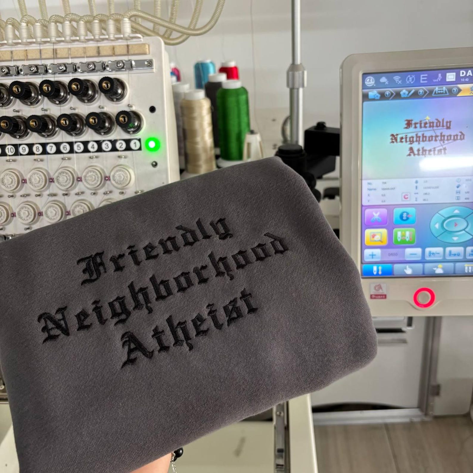 Custom Old English Embroidered T-shirt, Personalized Gothic Text Tee, Black on Black Streetwear Top, Edgy Custom Slogan Shirt